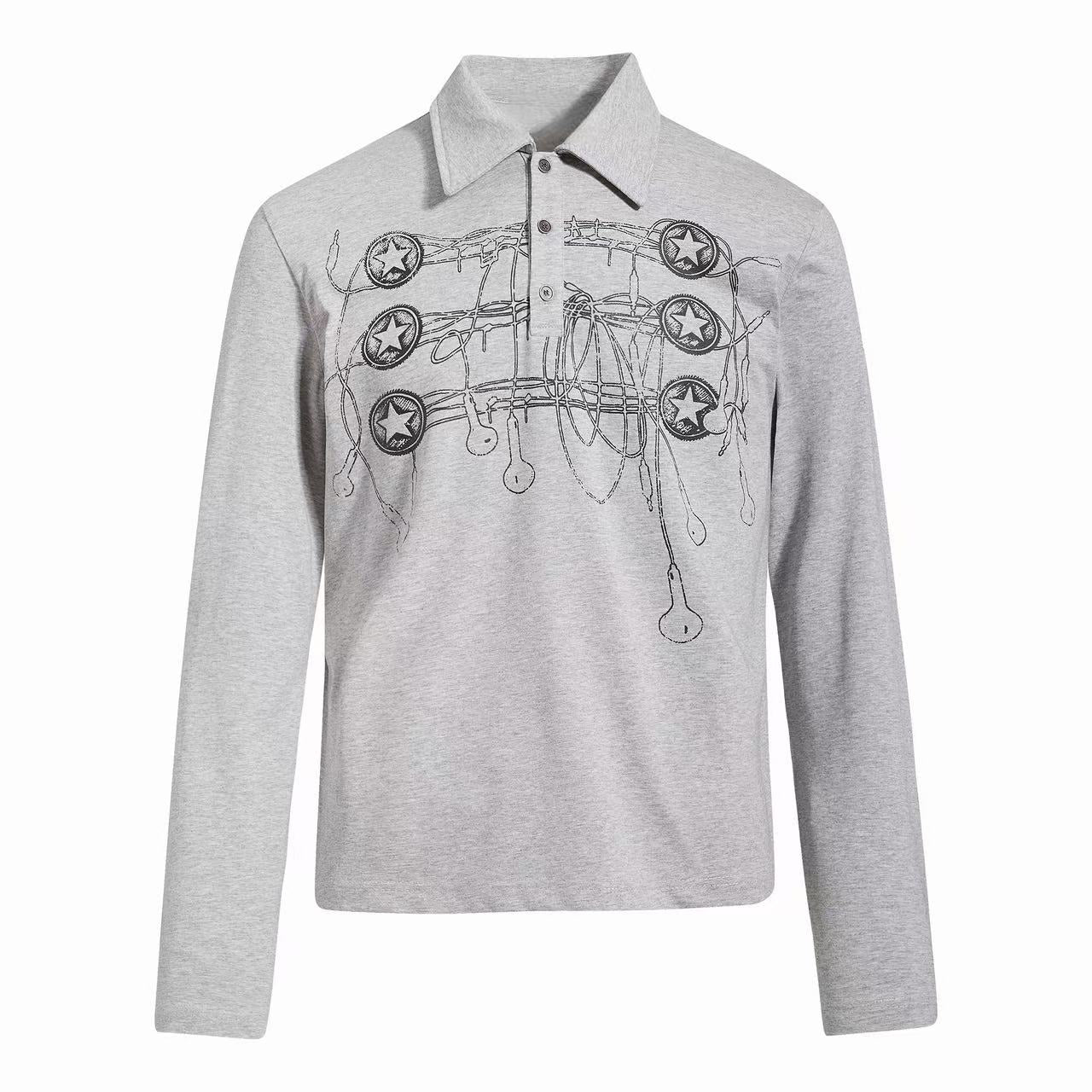 Omirad Star Hardware Graphic Polo Long Sleeve