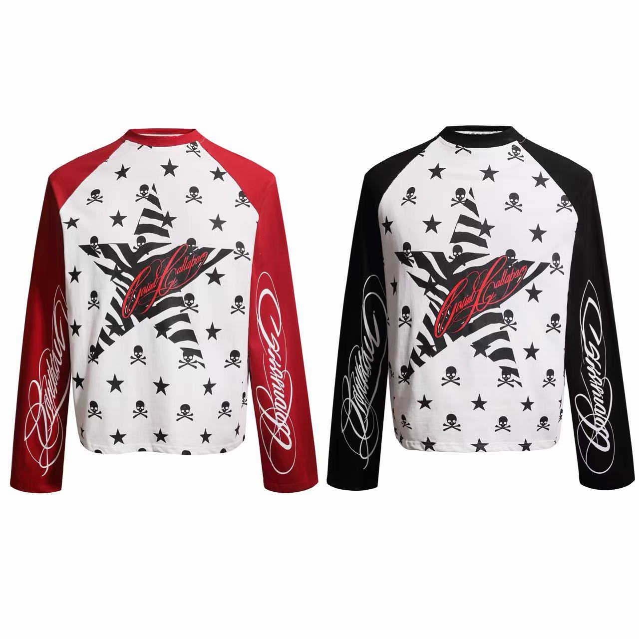 Omirad Skull Star Raglan Long Sleeve Tee