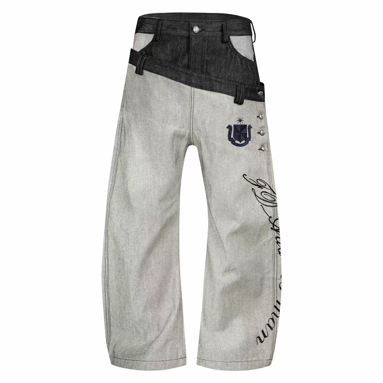 Omirad Asymmetric Layered Wide-Leg Jeans