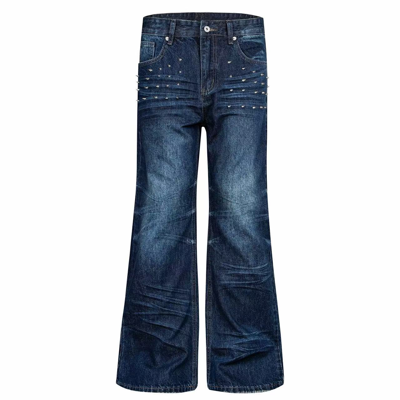 Omirad Studded Washed Wide-Leg Jeans