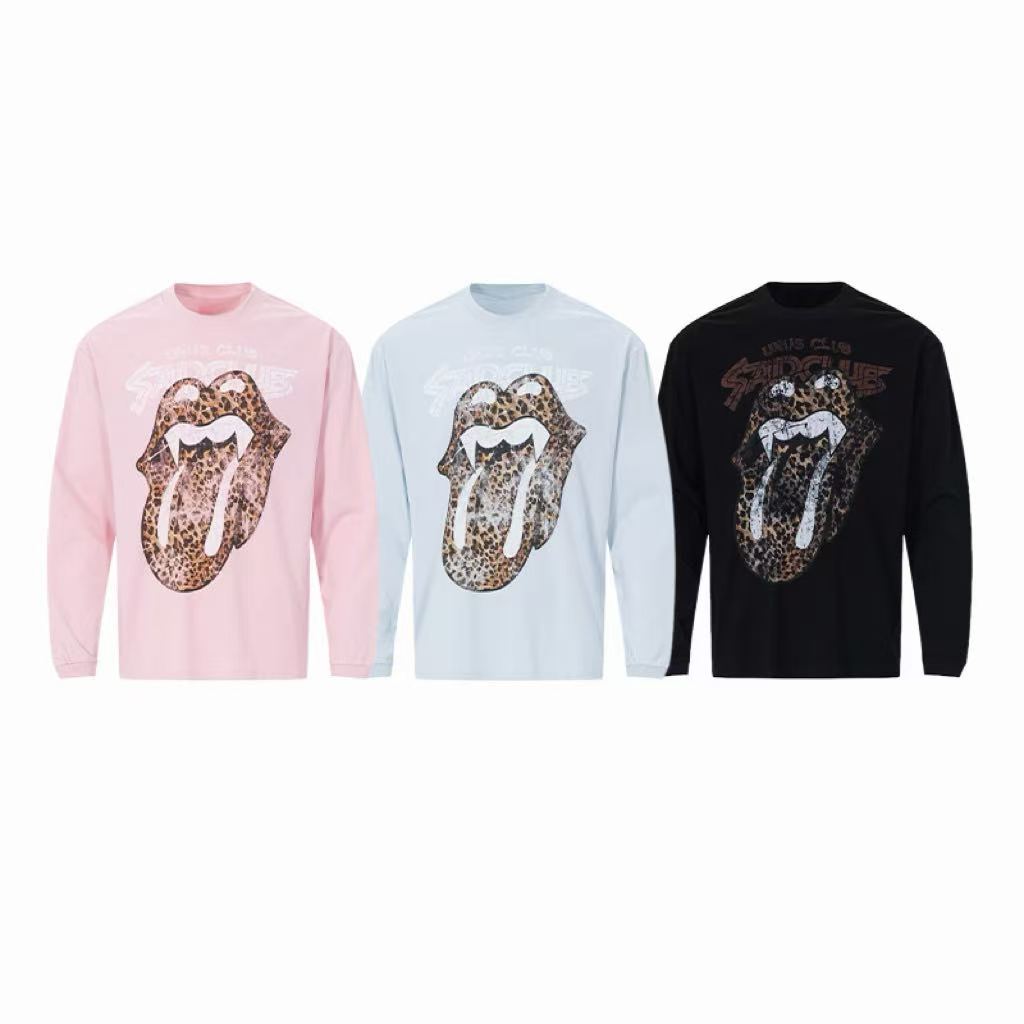 Omirad Leopard Tongue Graphic Long Sleeve Tee