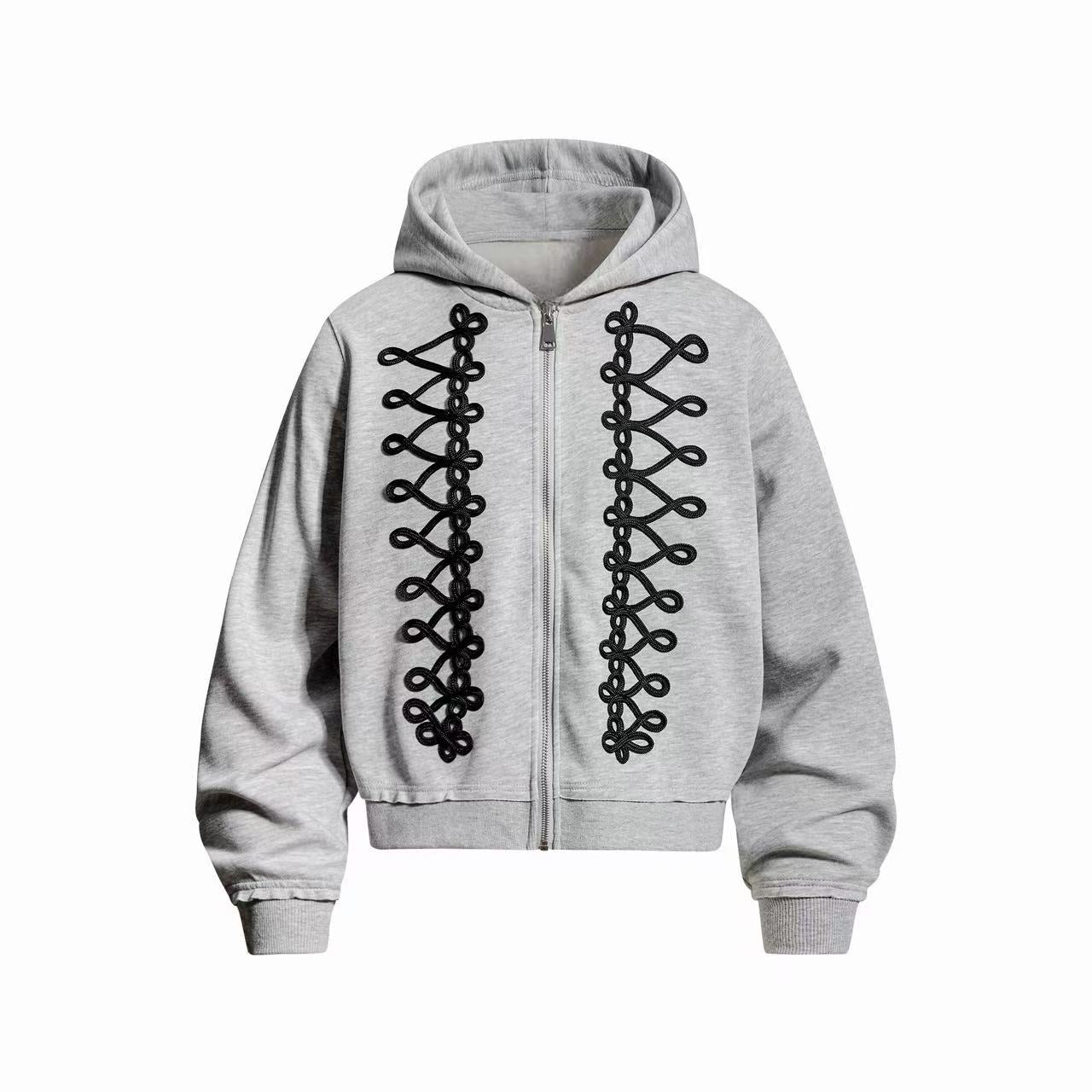 Omirad Braided Detail Zip-Up Hoodie
