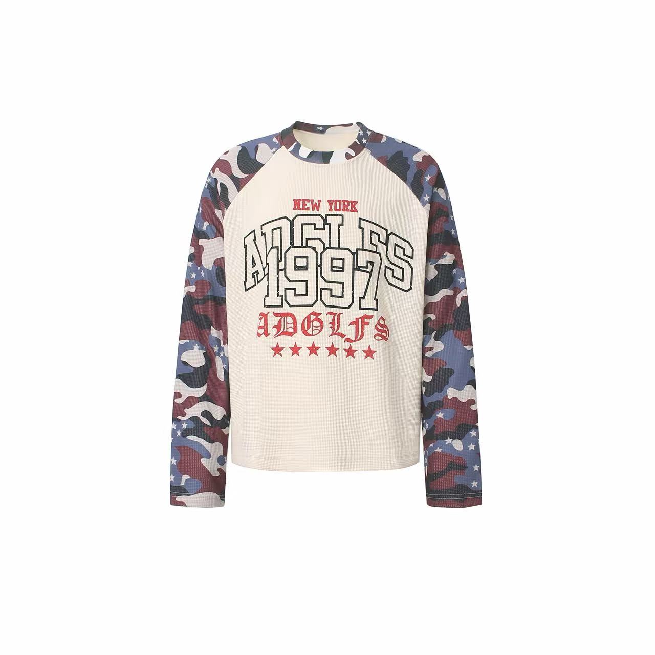 Omirad Camo Sleeve Varsity Graphic Long Sleeve Tee