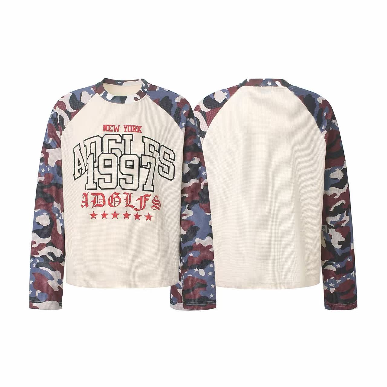Omirad Camo Sleeve Varsity Graphic Long Sleeve Tee