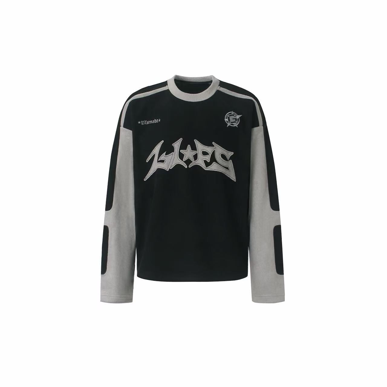 Omirad Contrast Panel Gothic Graphic Long Sleeve Tee