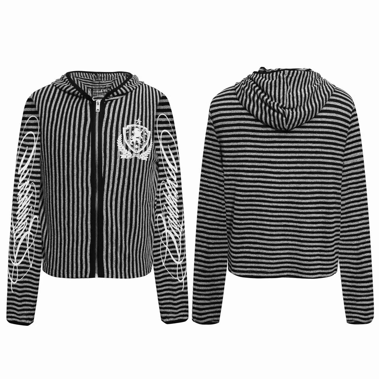 Omirad Striped Crest Zip-Up Hoodie