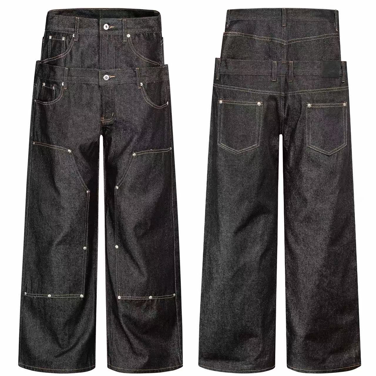 Omirad Double Waist Panel Wide-Leg Jeans