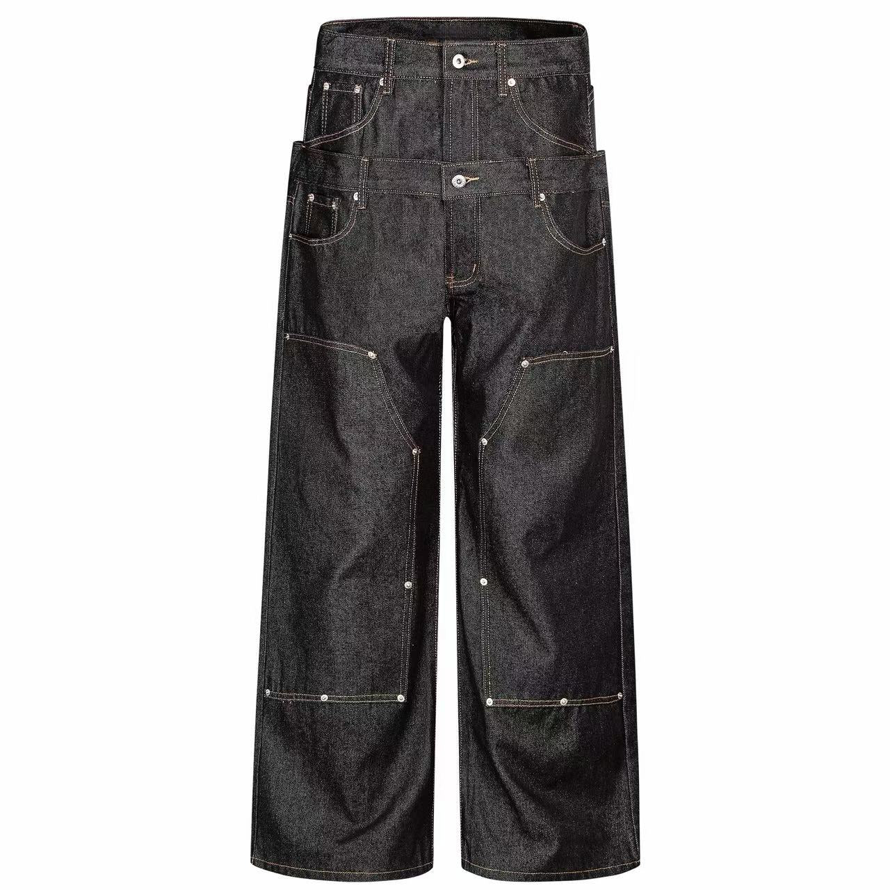 Omirad Double Waist Panel Wide-Leg Jeans