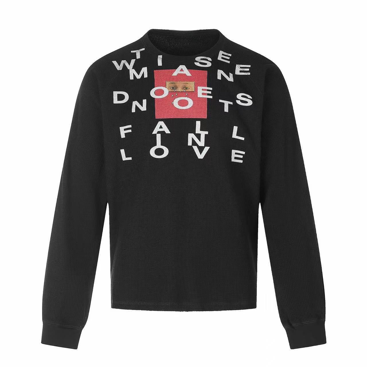 Omirad Abstract Letter Graphic Waffle Long Sleeve Tee