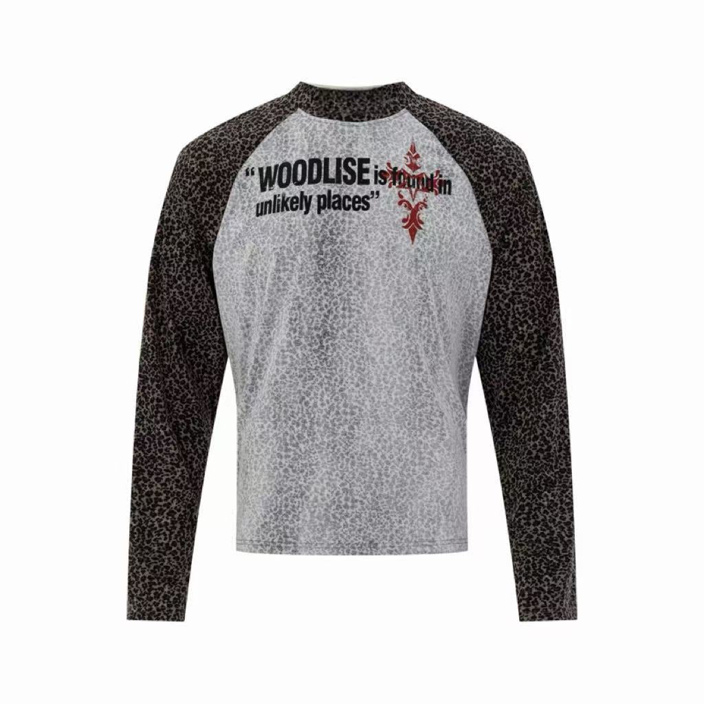 Omirad Leopard Graphic Raglan Long Sleeve Tee