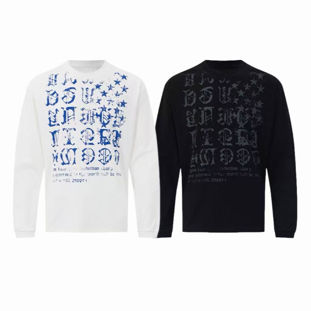 Omirad Distressed Gothic Graphic Long Sleeve Tee