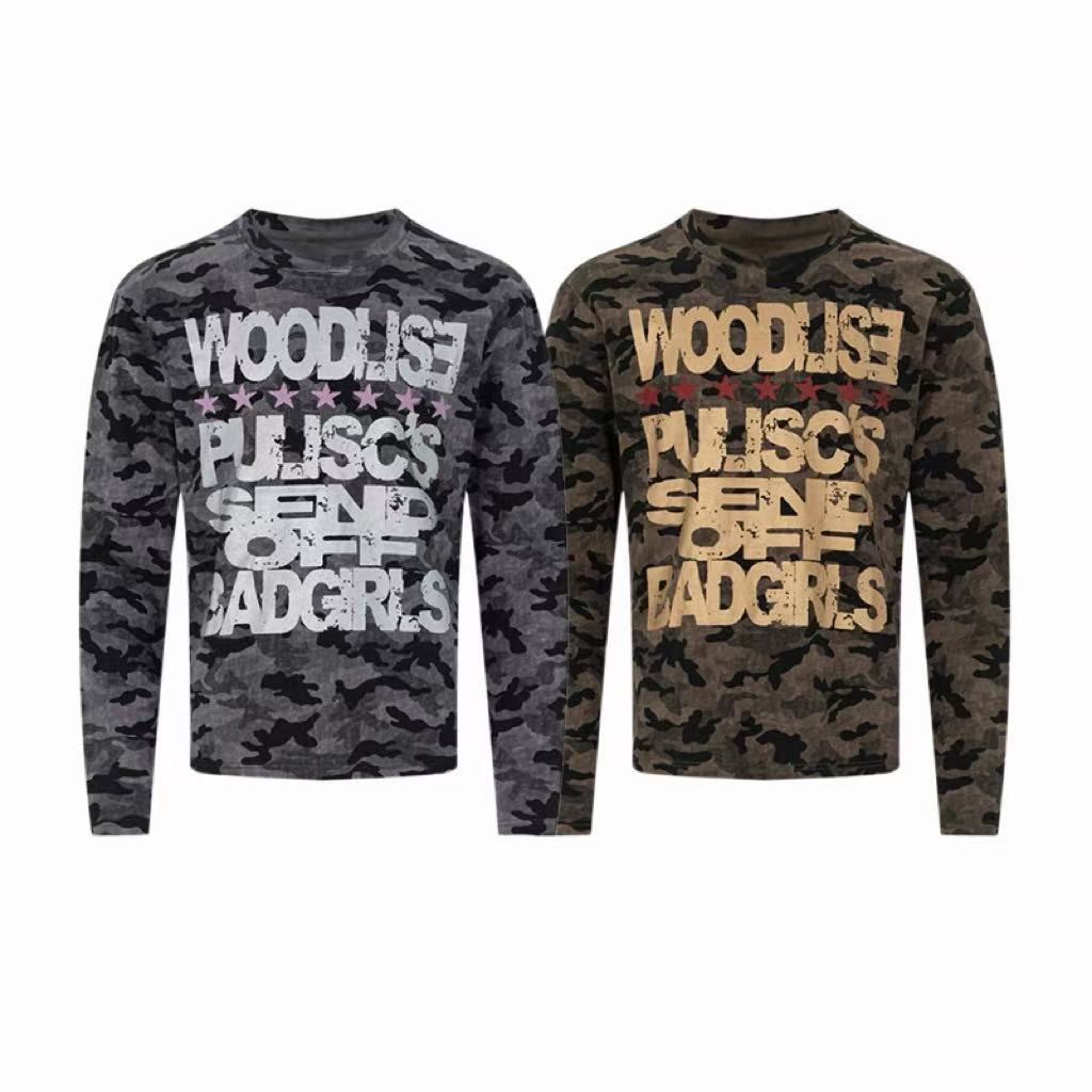 Omirad Camo Distressed Graphic Long Sleeve Tee