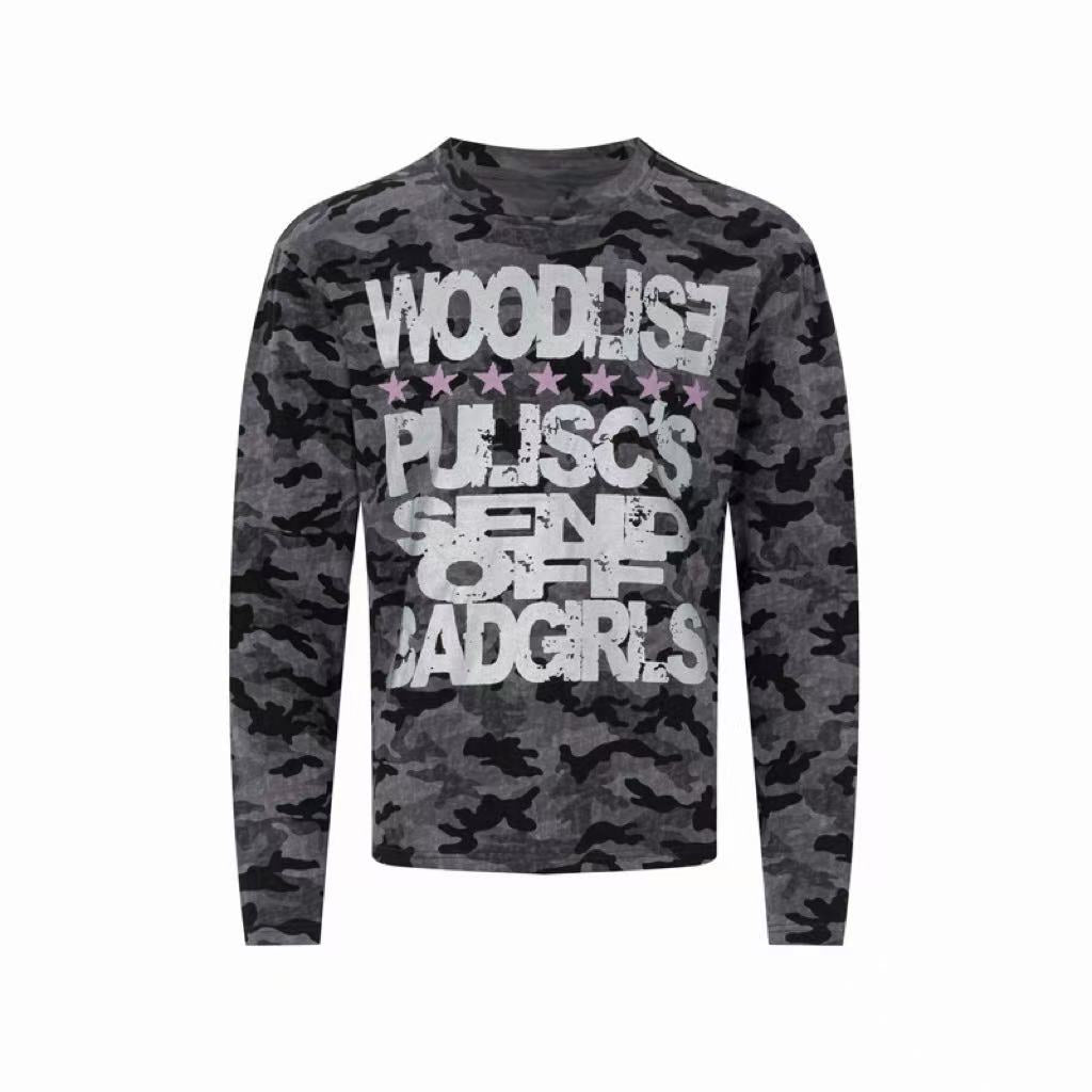 Omirad Camo Distressed Graphic Long Sleeve Tee