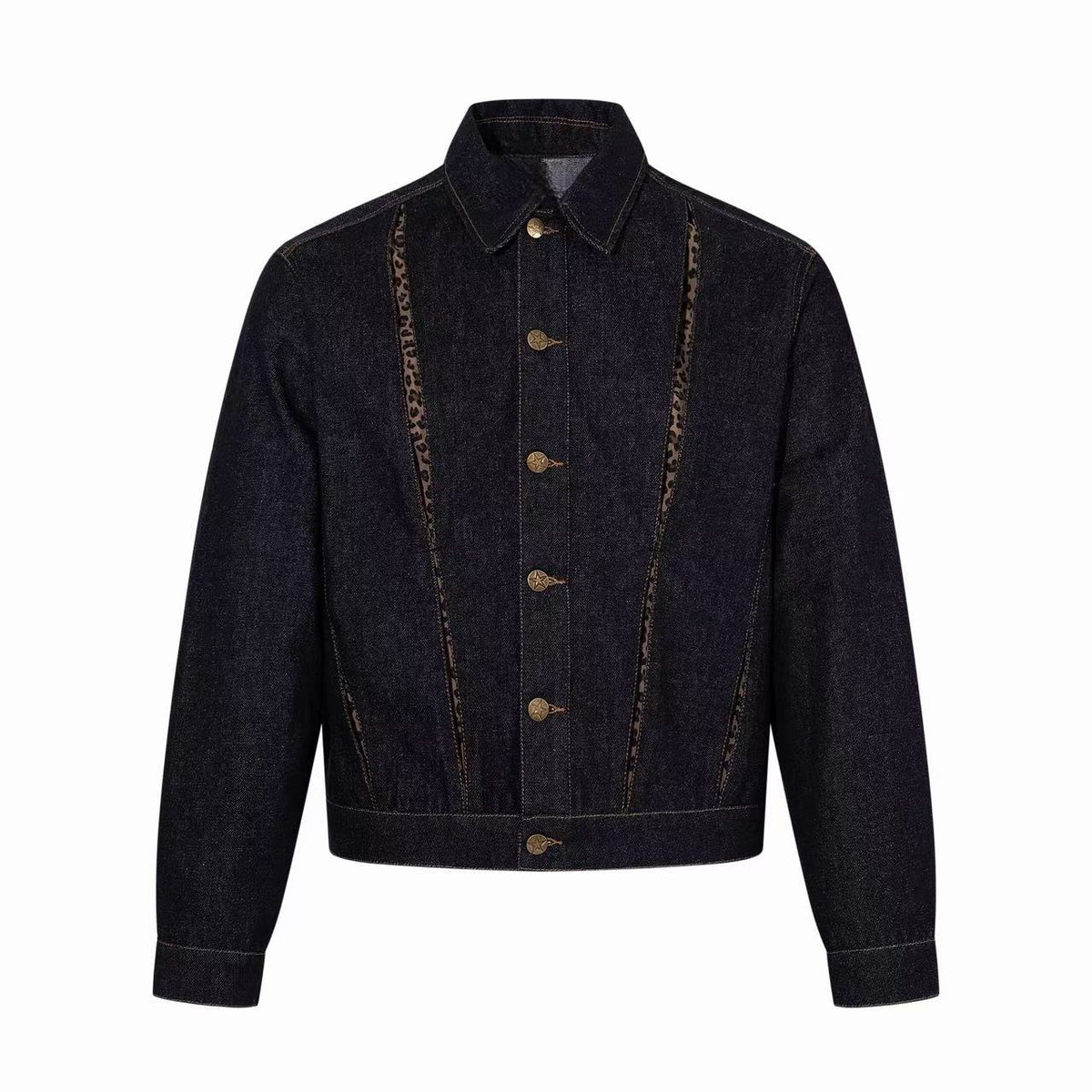 Omirad Leopard Trim Denim Jacket