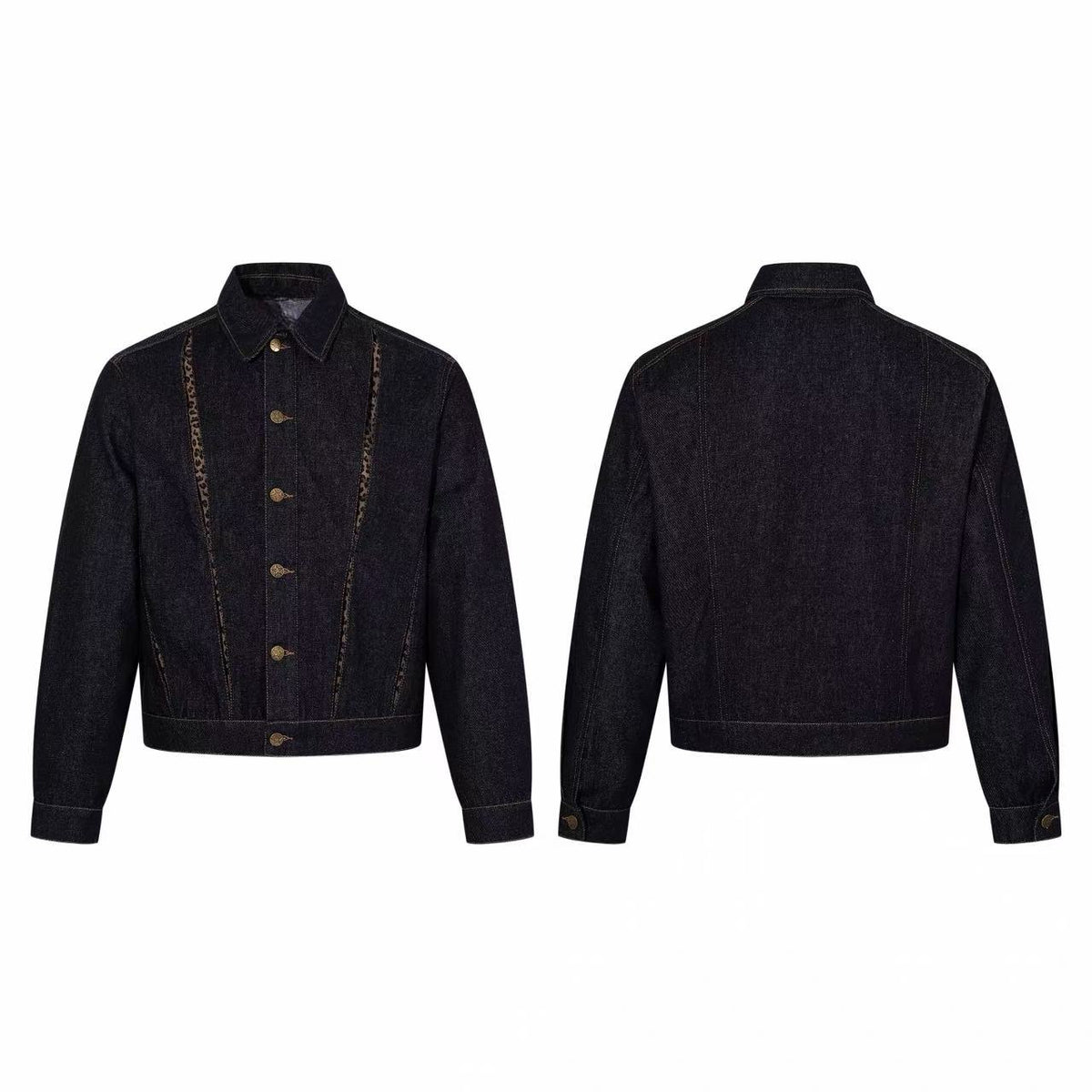 Omirad Leopard Trim Denim Jacket