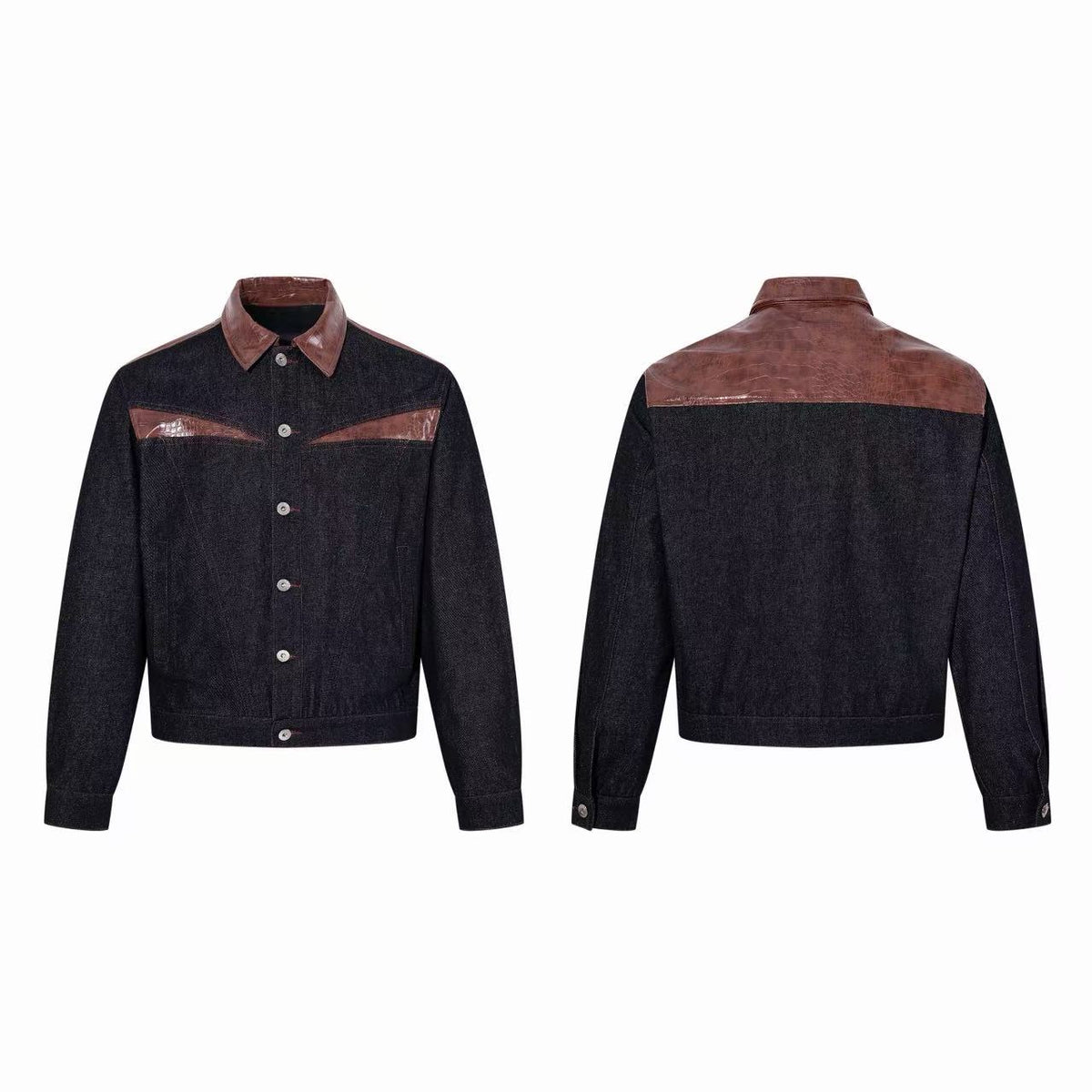 Omirad Croc-Effect Panel Denim Jacket