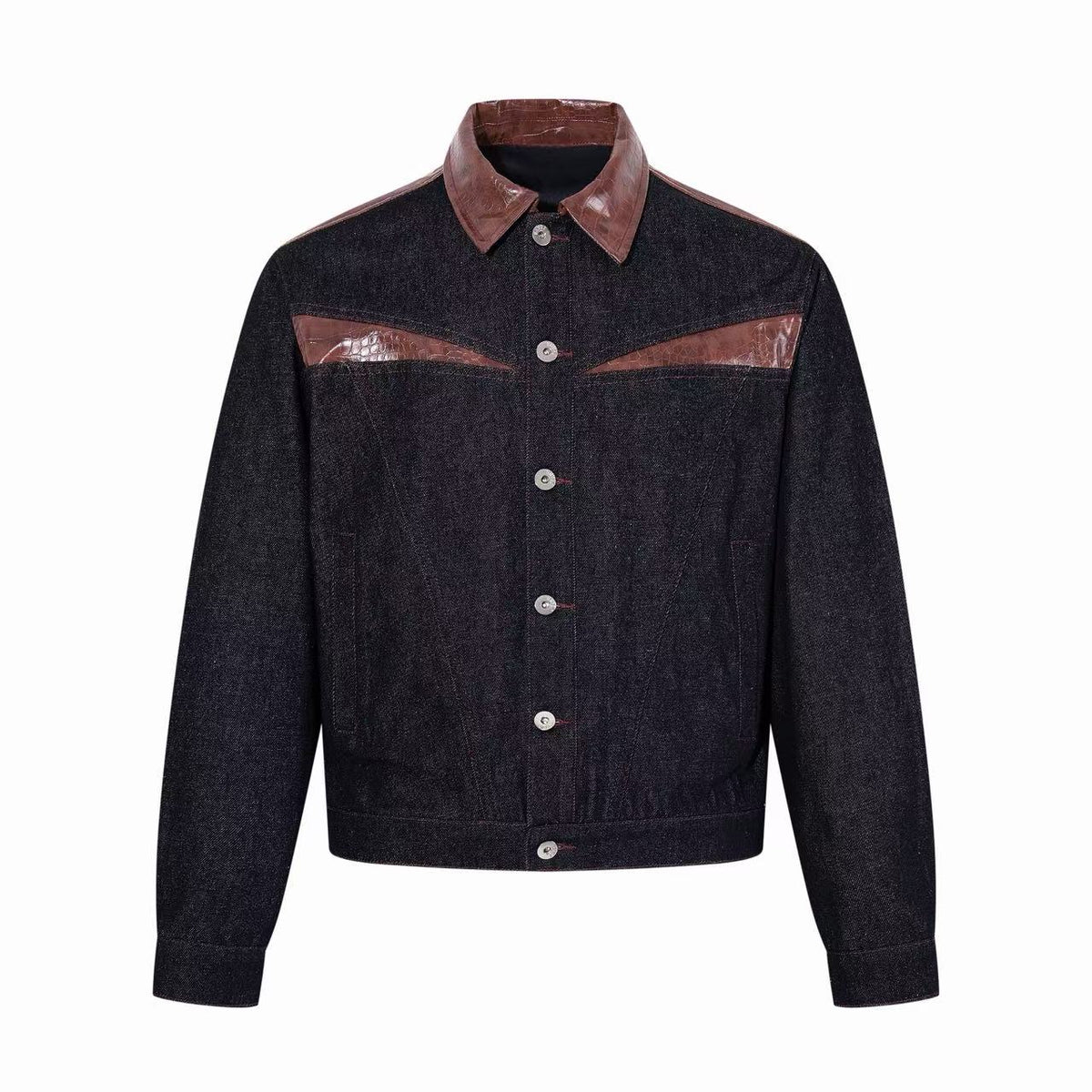 Omirad Croc-Effect Panel Denim Jacket
