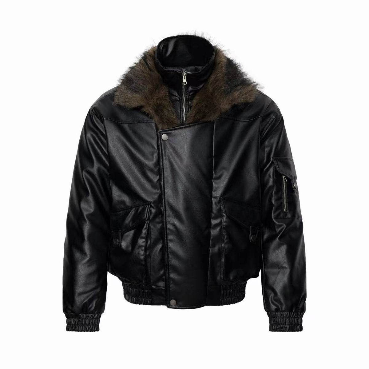 Omirad Faux Fur Collar Coated Bomber Jacket