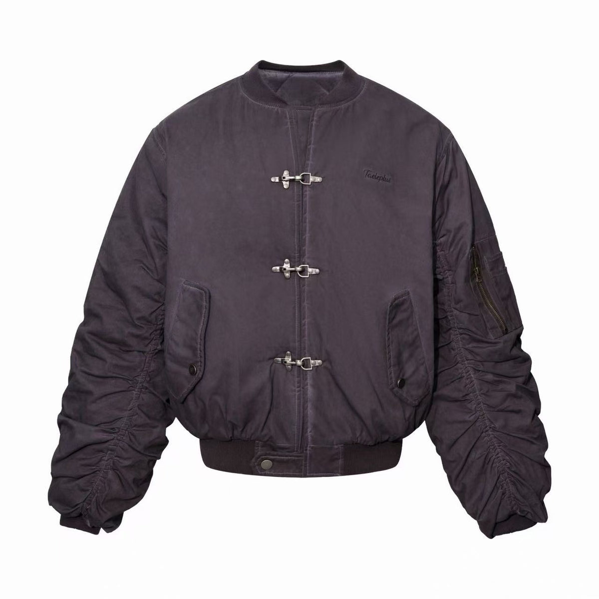 Omirad Washed Toggle Ruched Bomber Jacket
