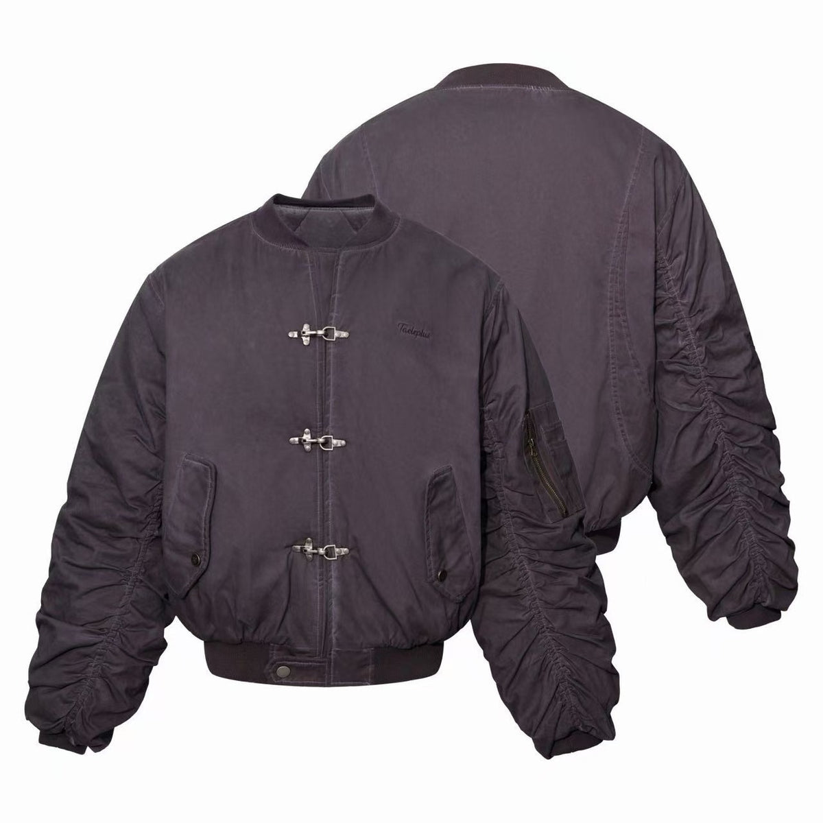 Omirad Washed Toggle Ruched Bomber Jacket