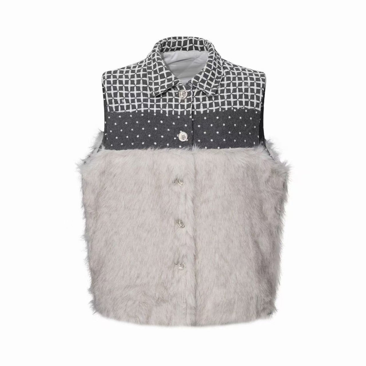 Omirad Faux Fur Panel Button Vest