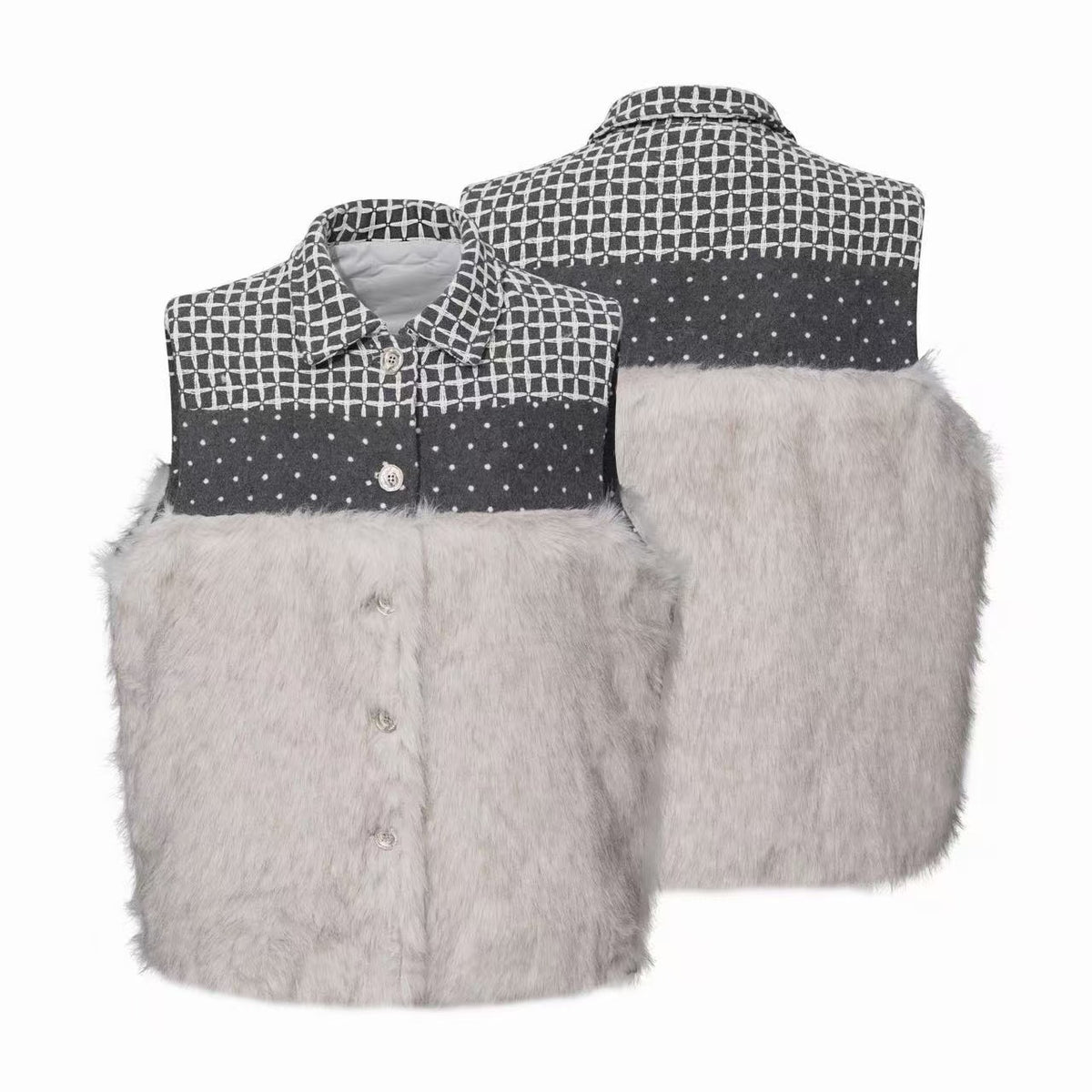 Omirad Faux Fur Panel Button Vest