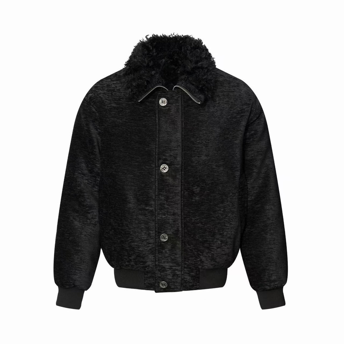 Omirad Faux Fur Collar Textured Bomber Jacket