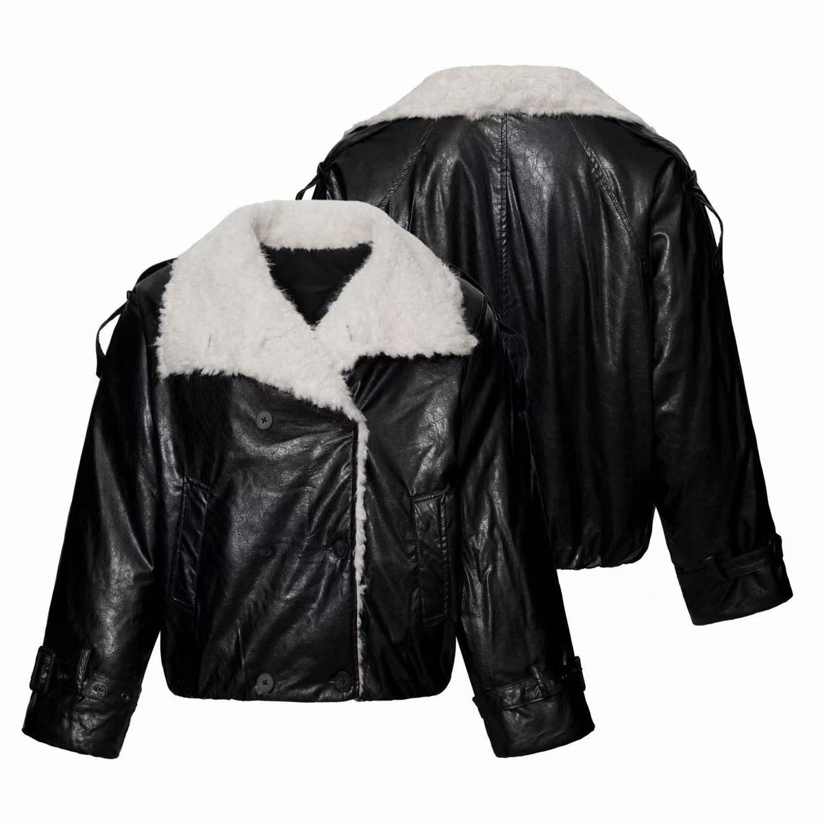 Omirad Faux Shearling Collar Coated Aviator Jacket