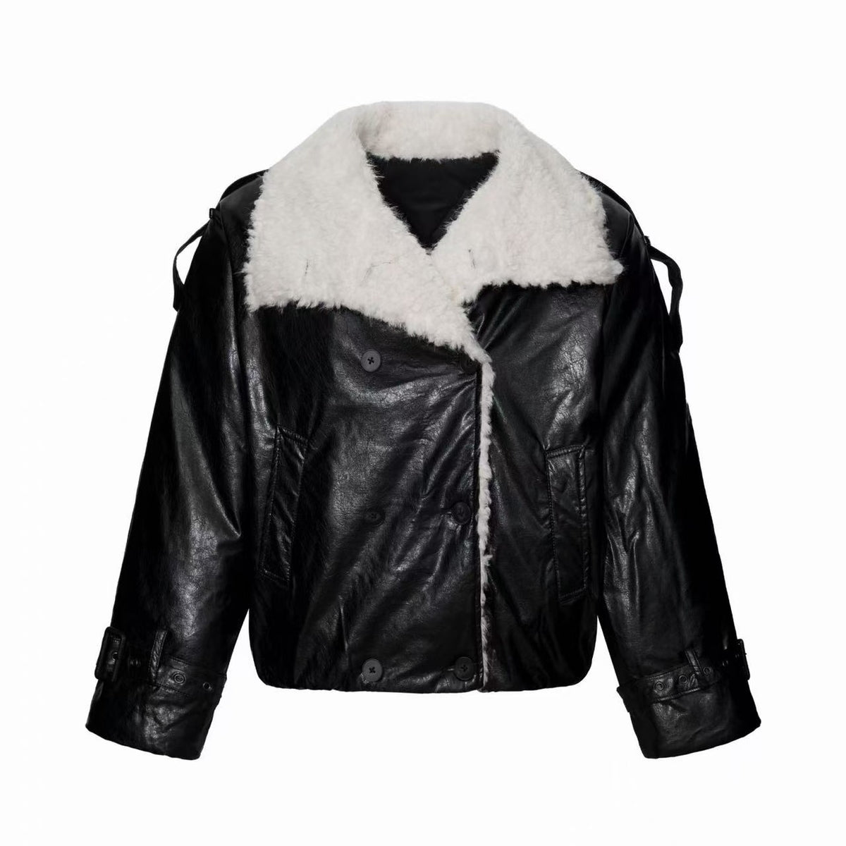 Omirad Faux Shearling Collar Coated Aviator Jacket