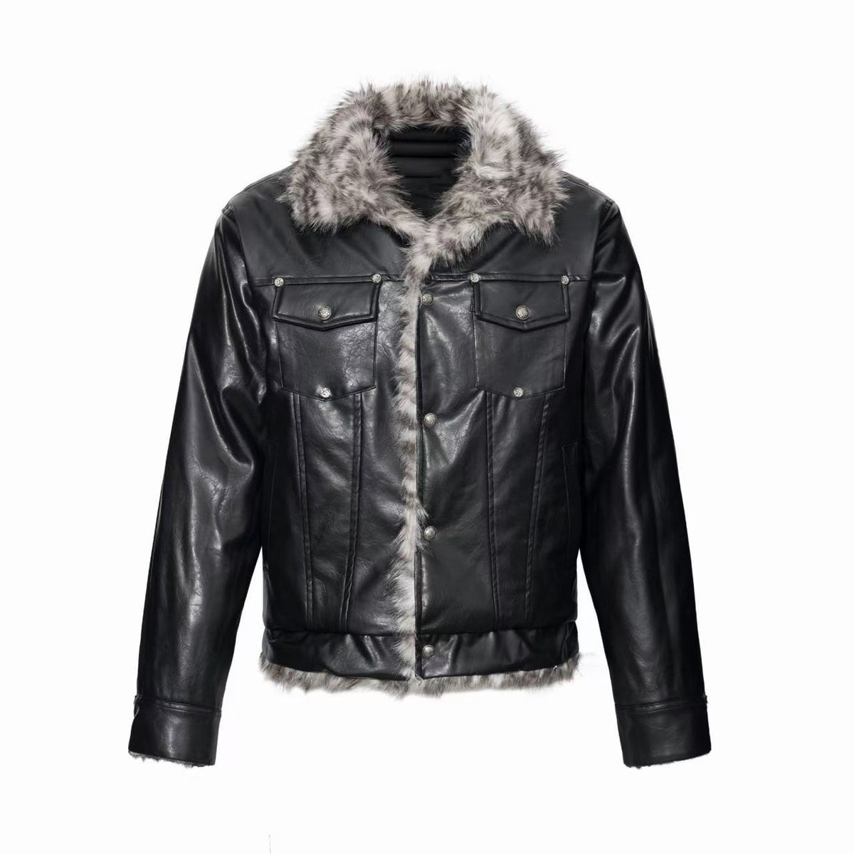 Omirad Faux Fur Trim Coated Trucker Jacket