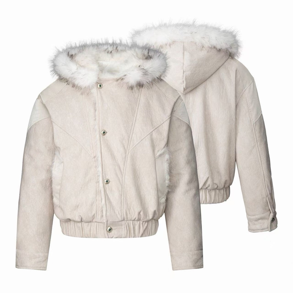 Omirad Faux Fur Hood Paneled Bomber Jacket