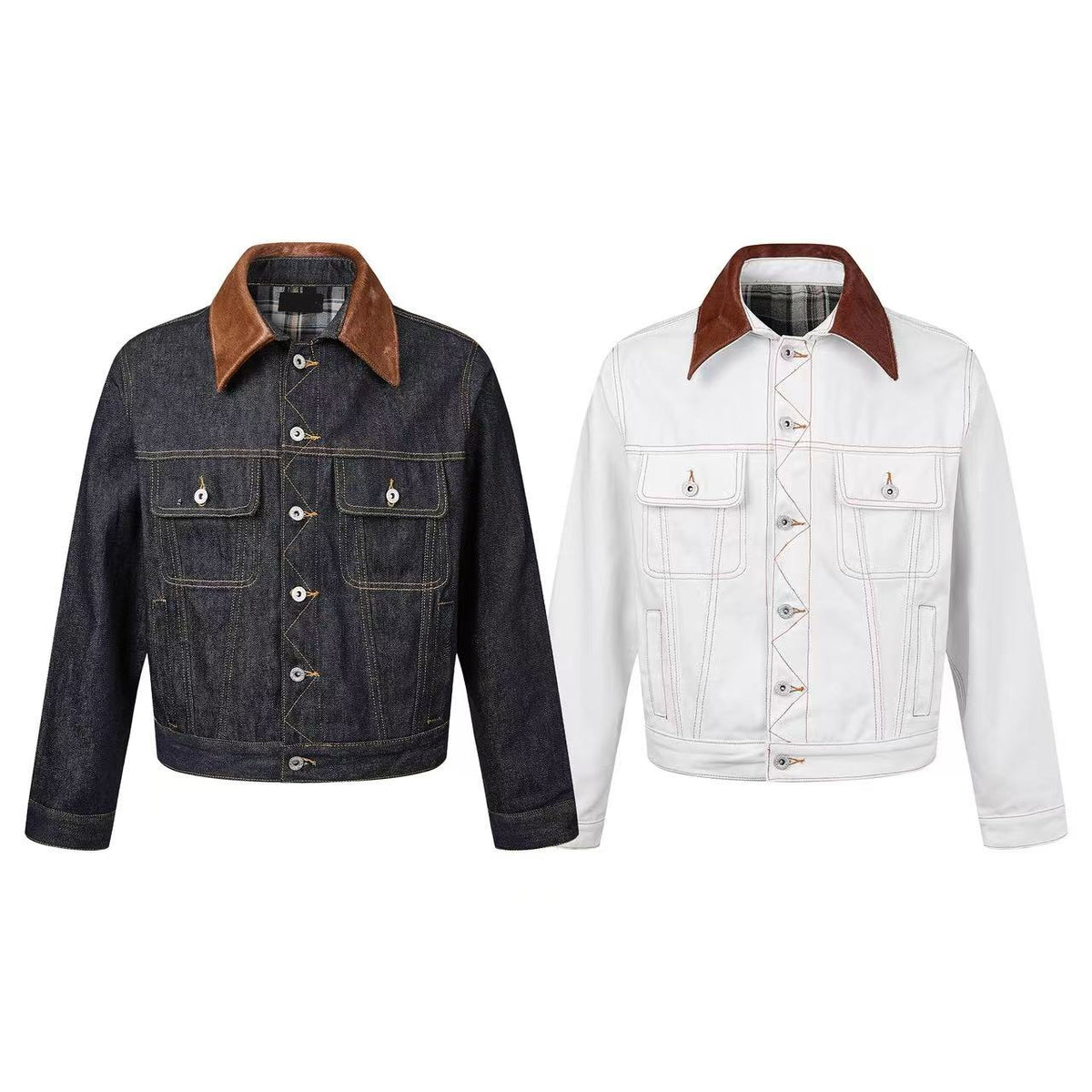 Omirad Contrast Collar Denim Trucker Jacket