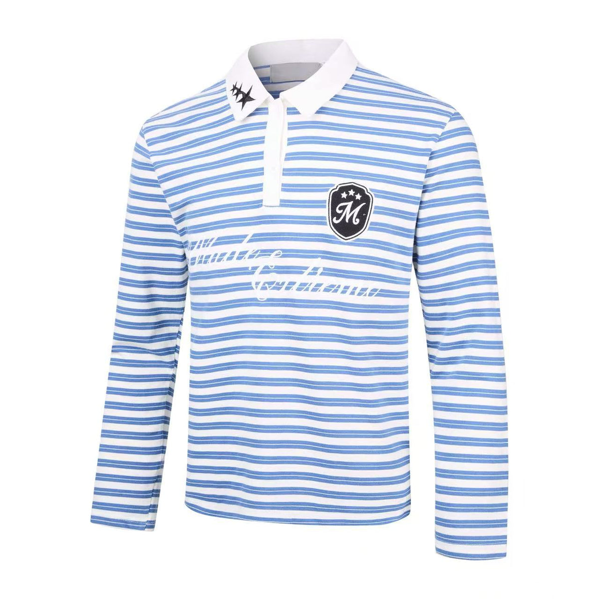 Omirad Striped Graphic Long Sleeve Polo Shirt