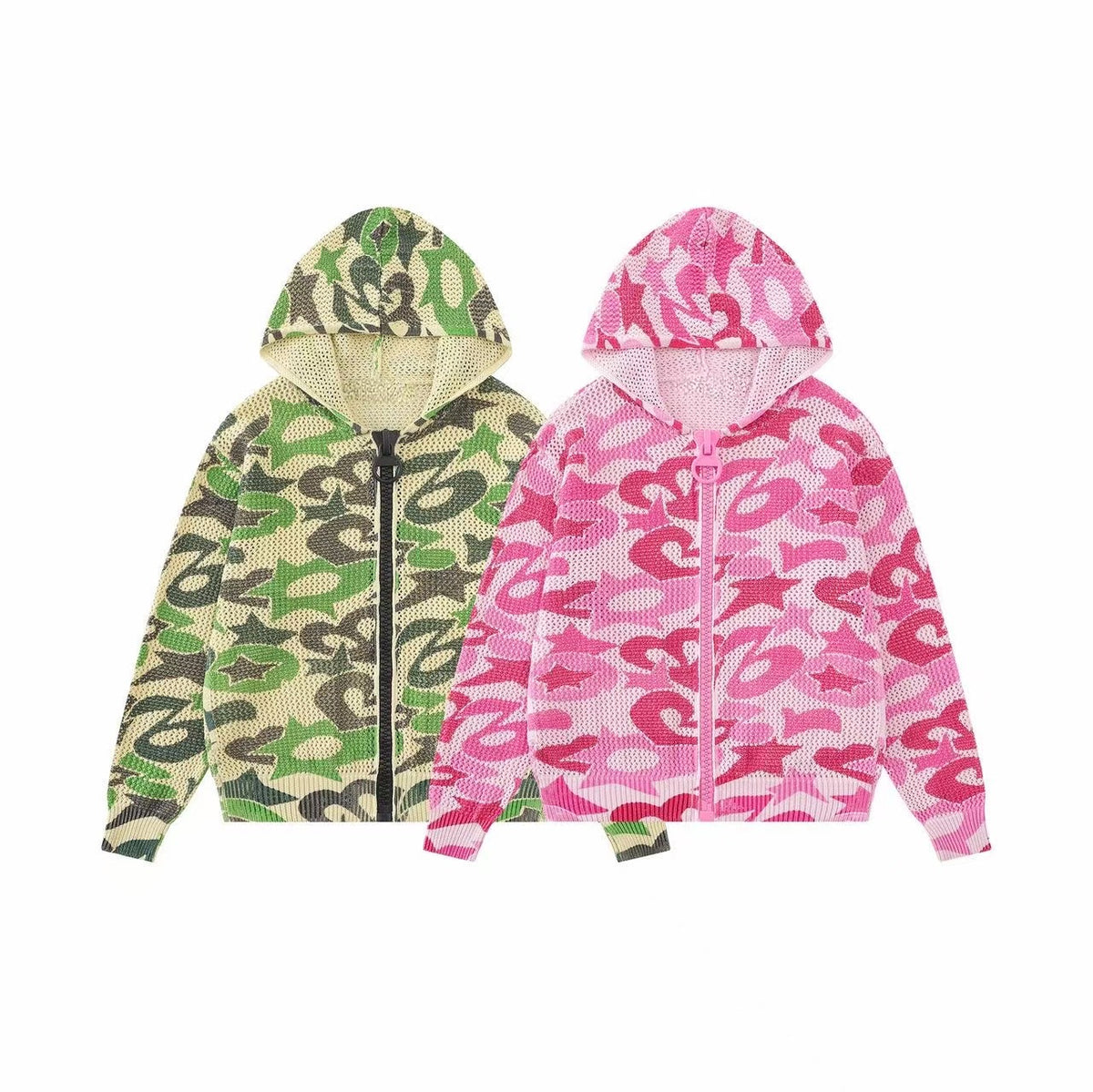 Omirad Graffiti Graphic Knit Zip-Up Hoodie