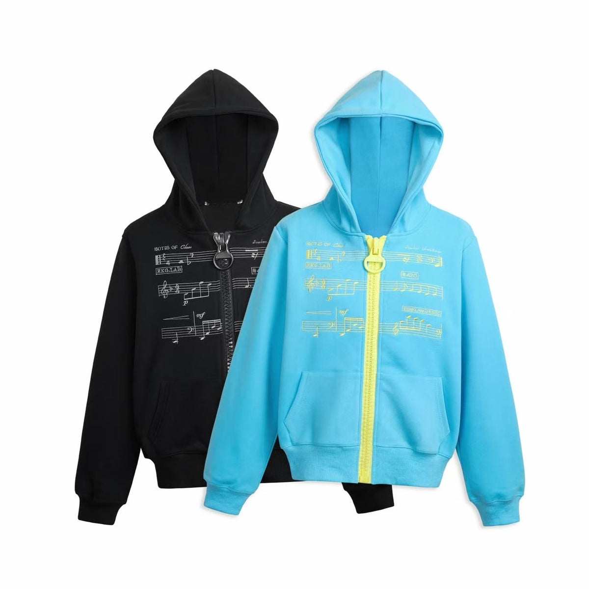 Omirad Music Note Graphic Zip-Up Hoodie