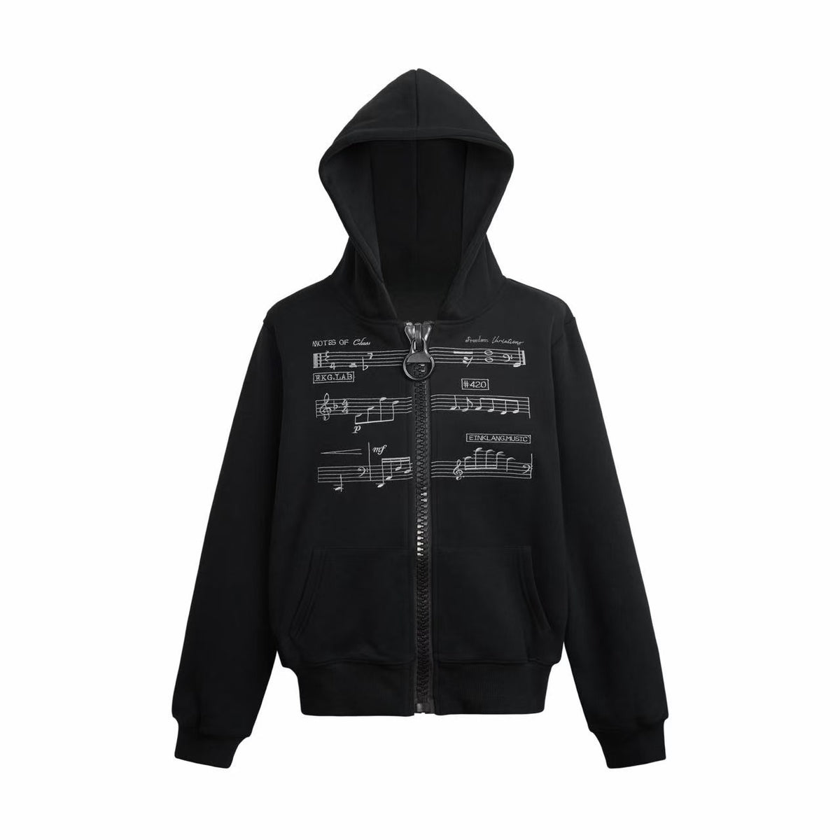 Omirad Music Note Graphic Zip-Up Hoodie