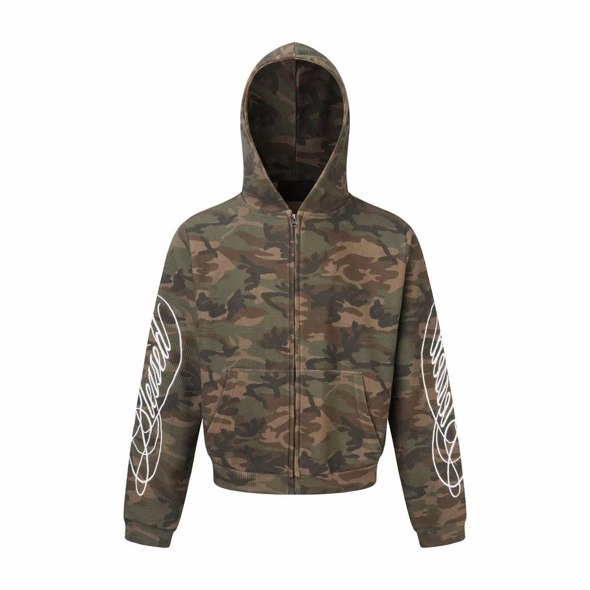 Omirad Camo Script Sleeve Zip-Up Hoodie