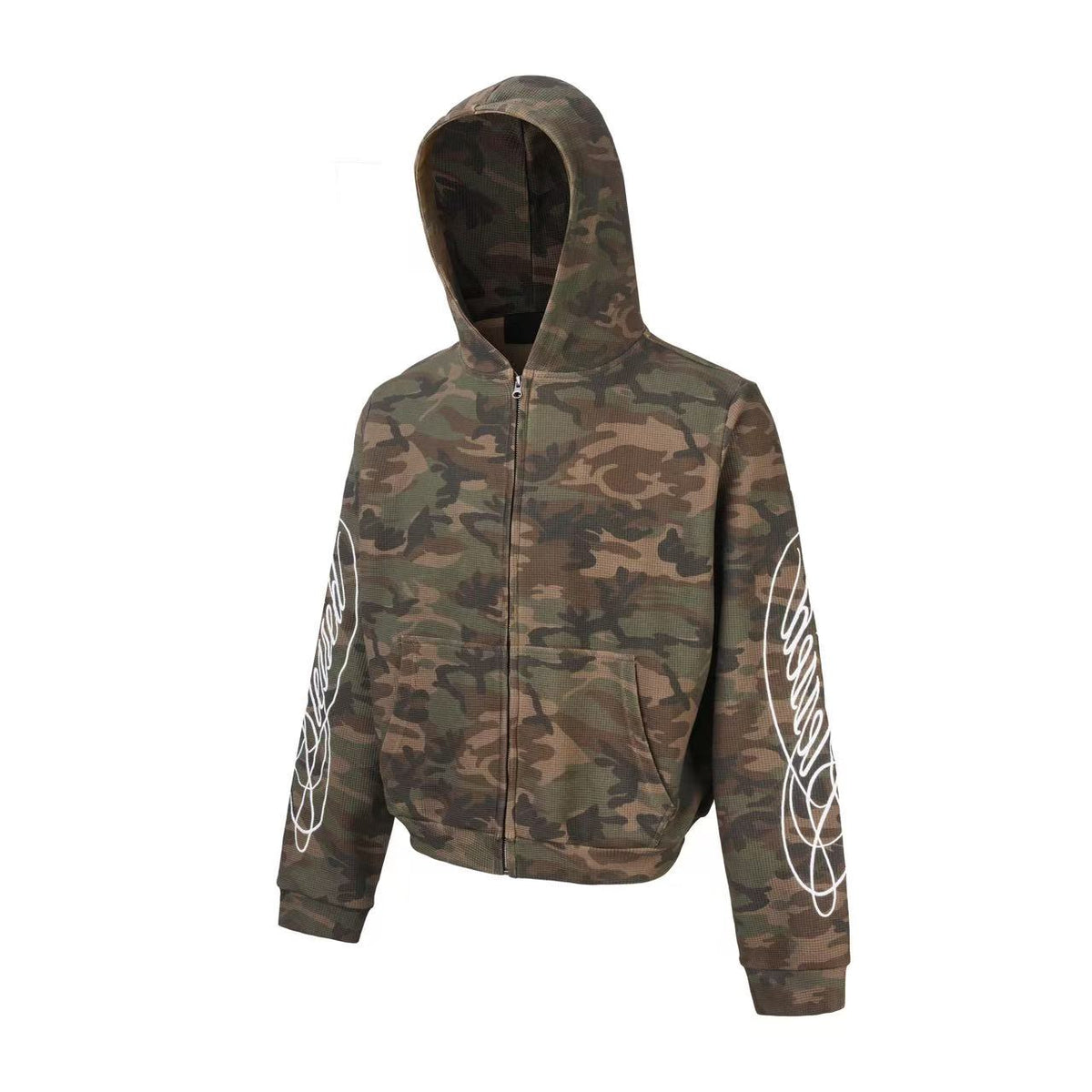 Omirad Camo Script Sleeve Zip-Up Hoodie