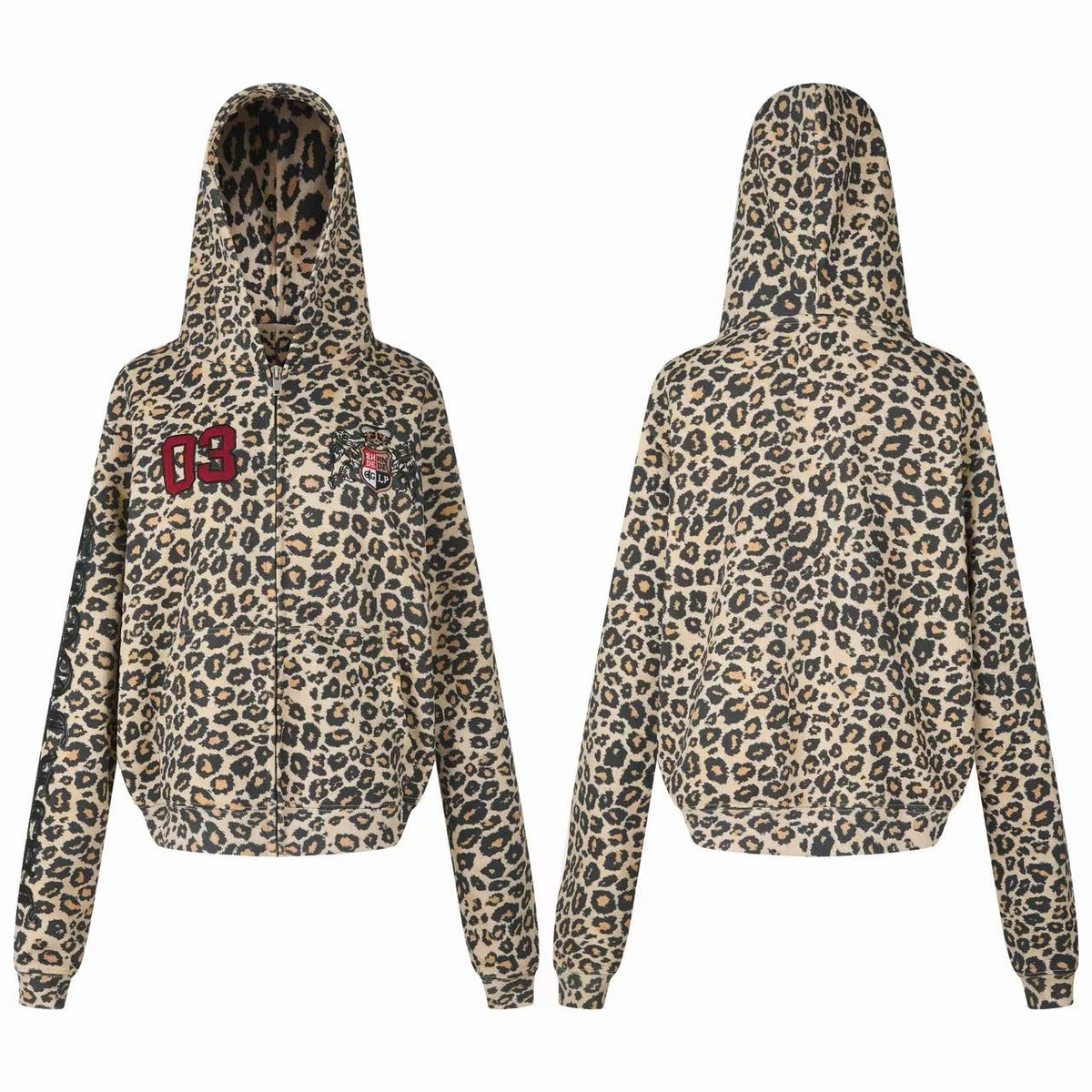 Omirad Leopard Graphic Zip-Up Hoodie
