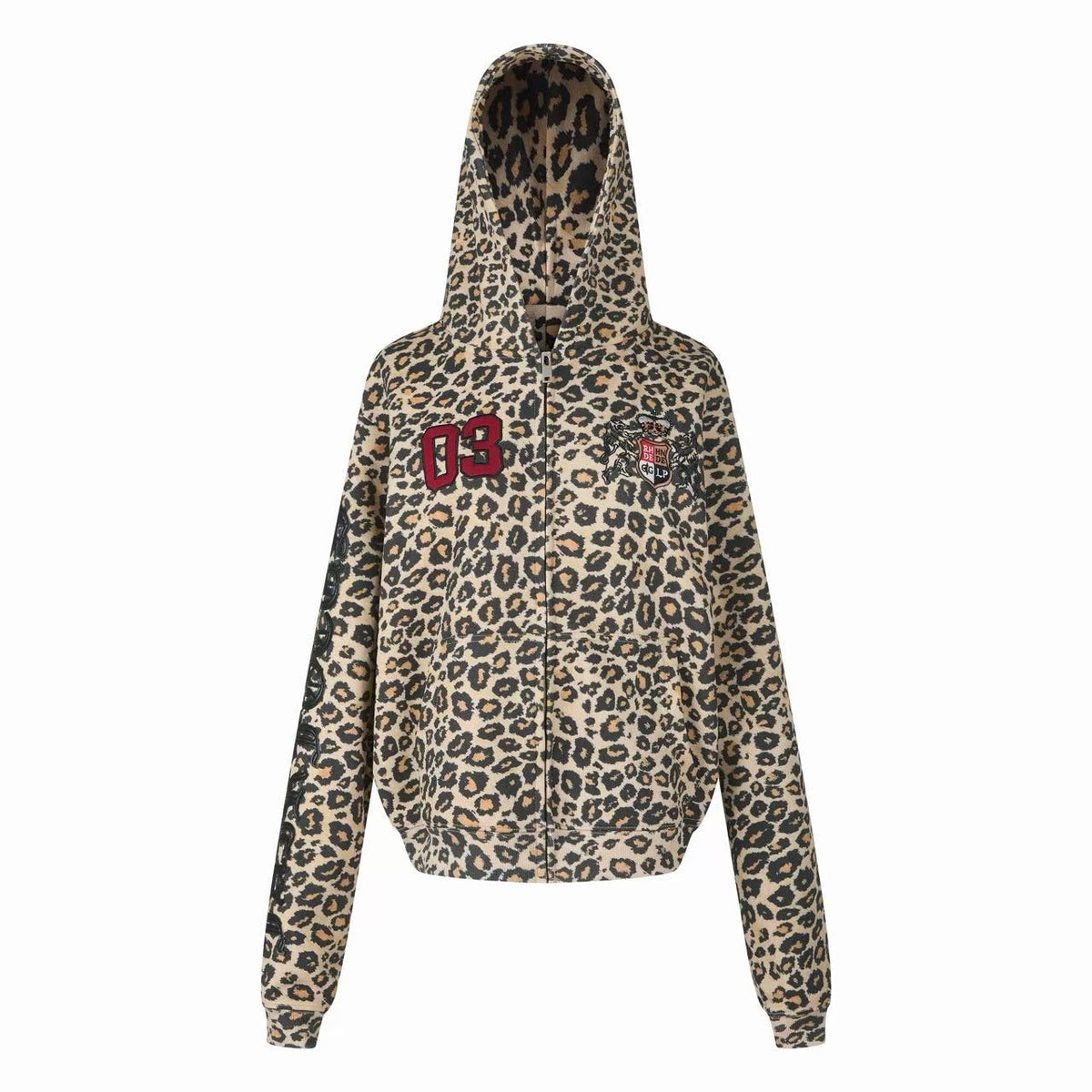 Omirad Leopard Graphic Zip-Up Hoodie