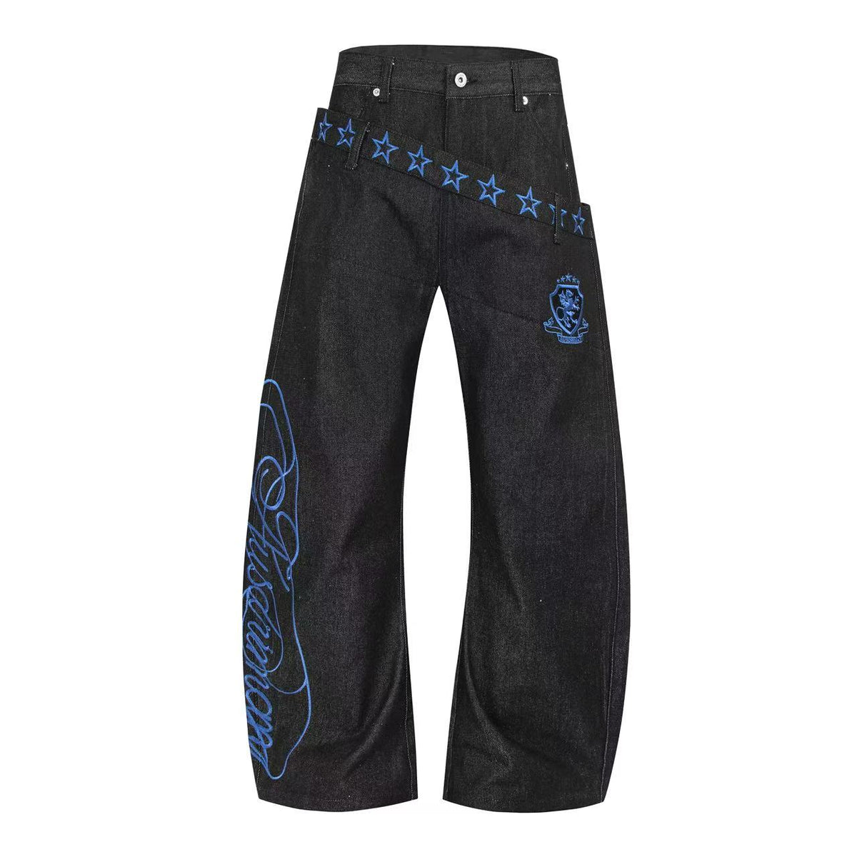 Omirad Blue Star Graphic Wide-Leg Jeans