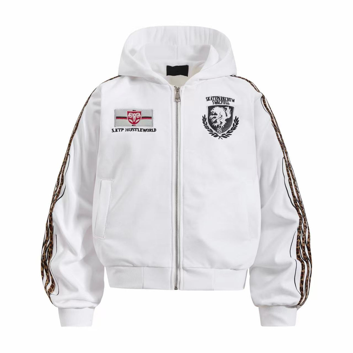 Omirad Leopard Tape Crest Zip-Up Hoodie Jacket
