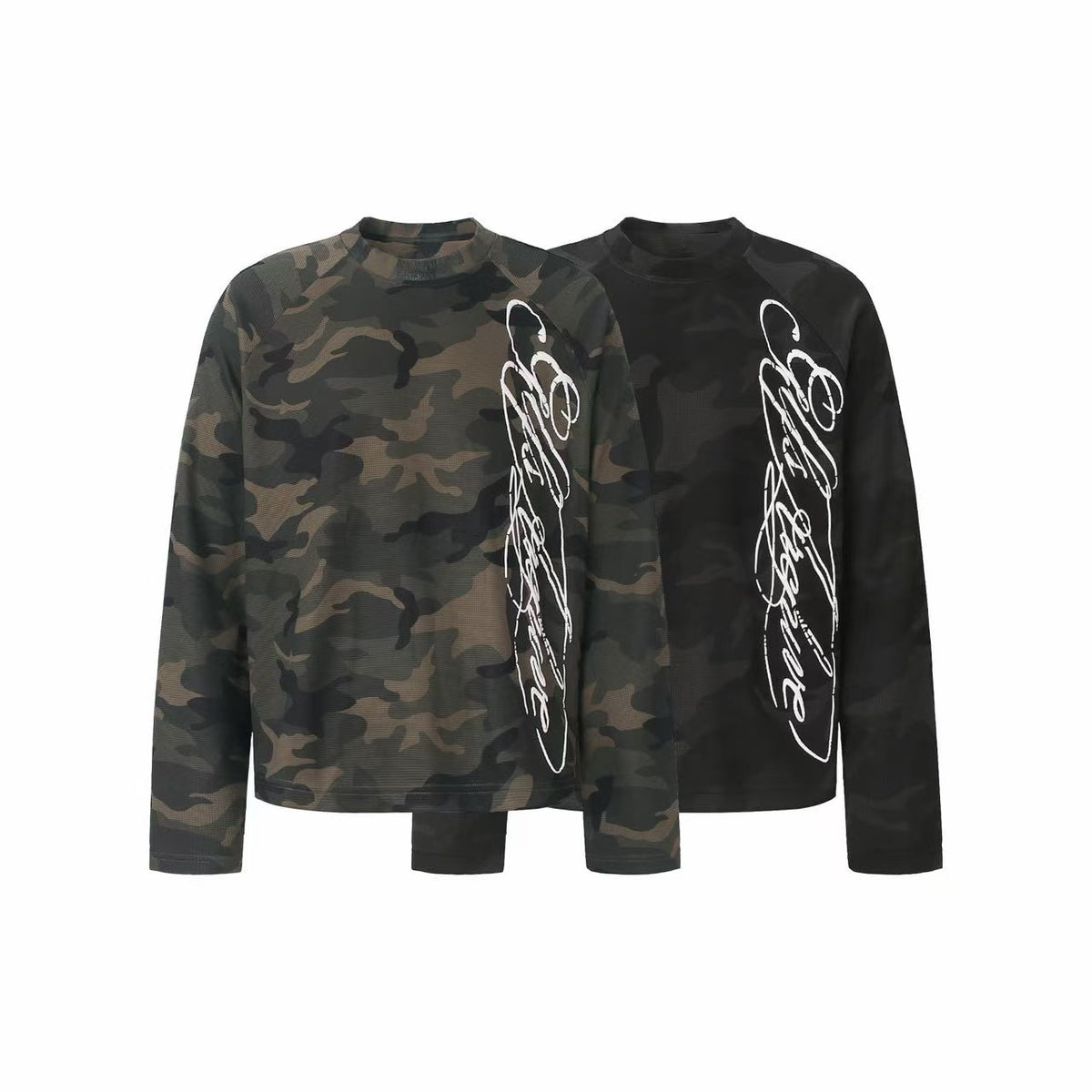 Omirad Camo Script Graphic Long Sleeve Tee