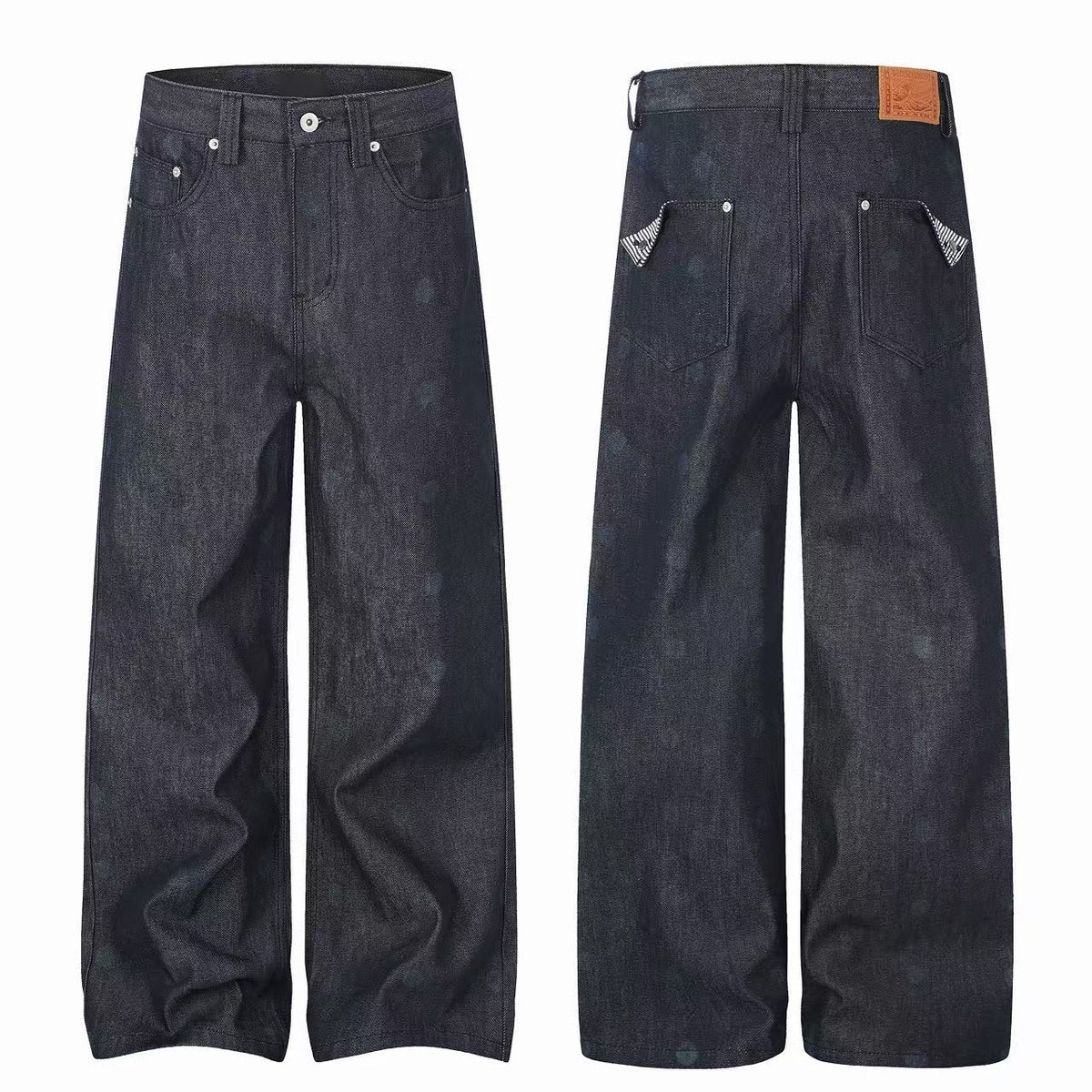 Omirad Washed Detail Wide-Leg Jeans
