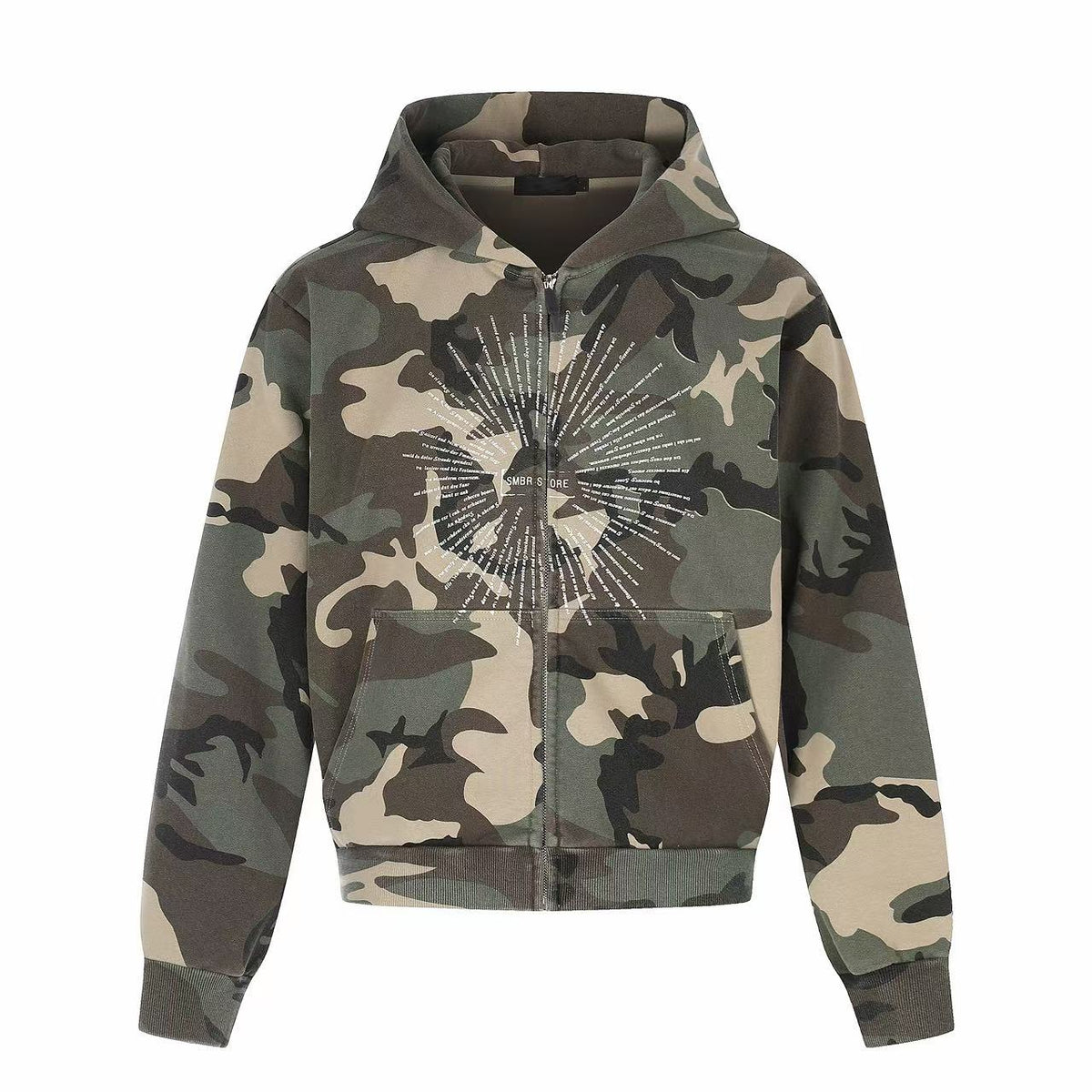 Omirad Camo Radiant Text Graphic Zip-Up Hoodie