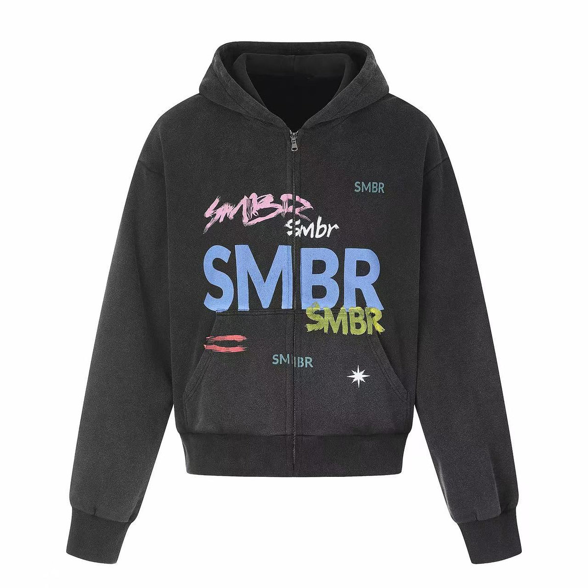 Omirad Washed Graphic Zip-Up Hoodie