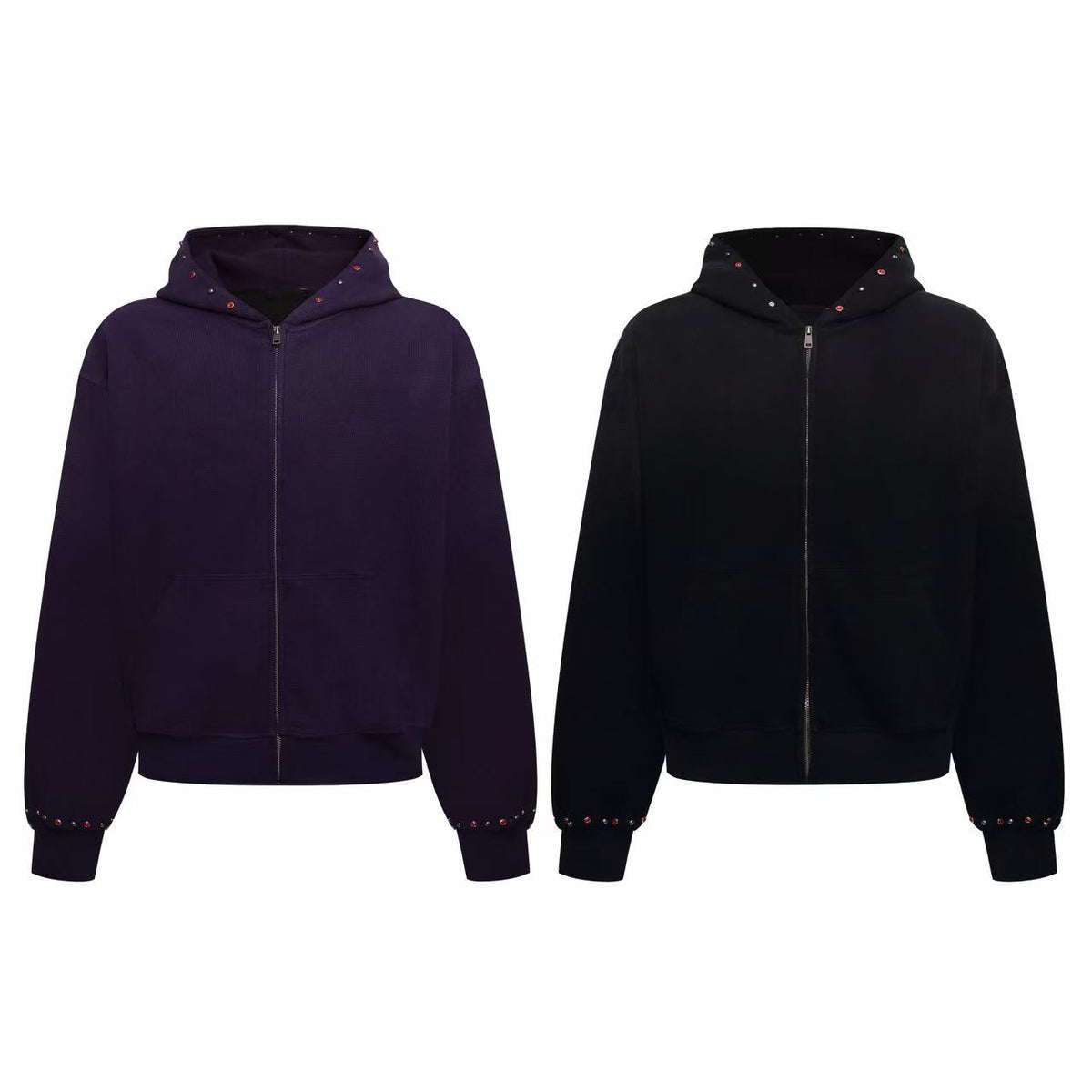 Omirad Studded Trim Zip-Up Hoodie