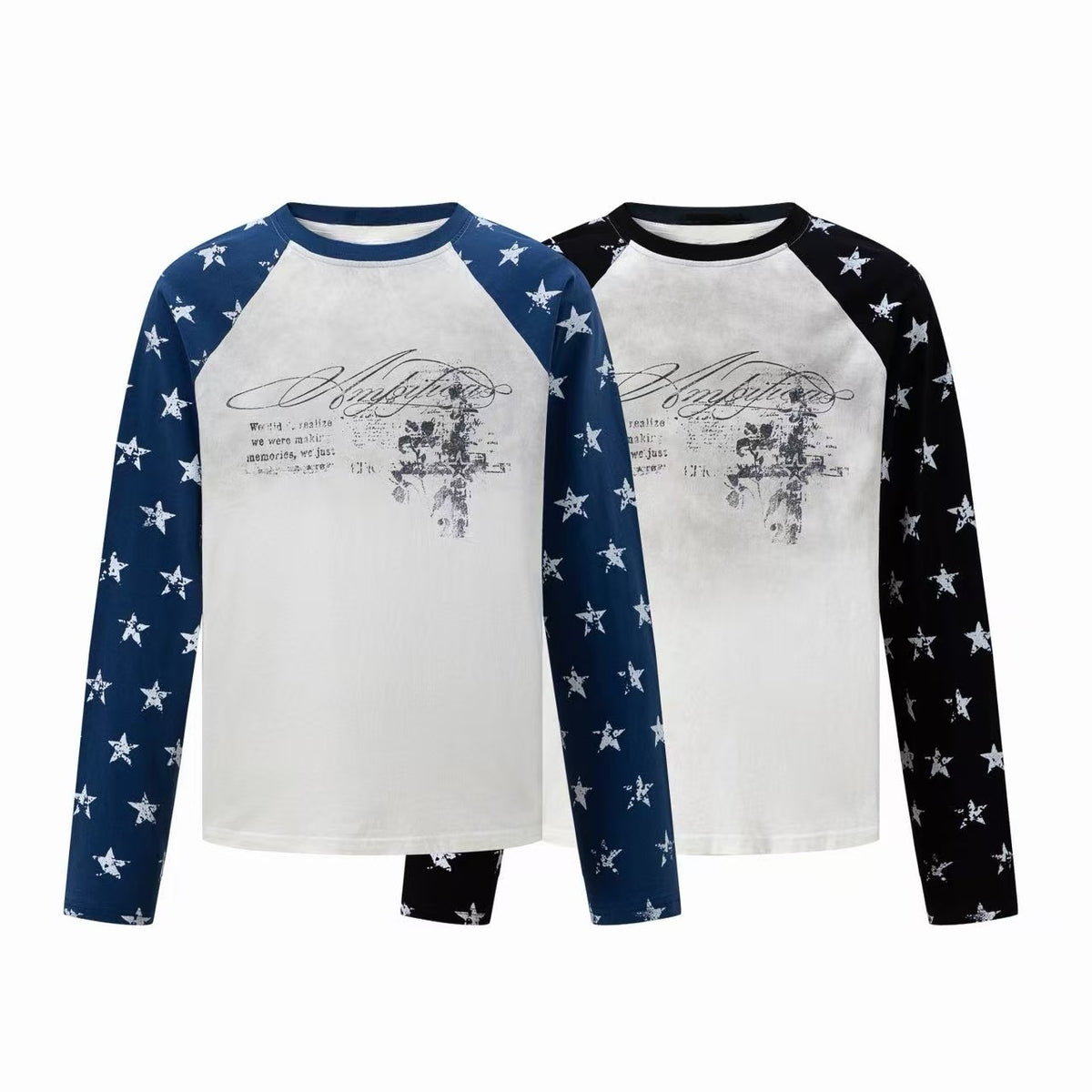 Omirad Star Sleeve Graphic Raglan Long Sleeve Tee
