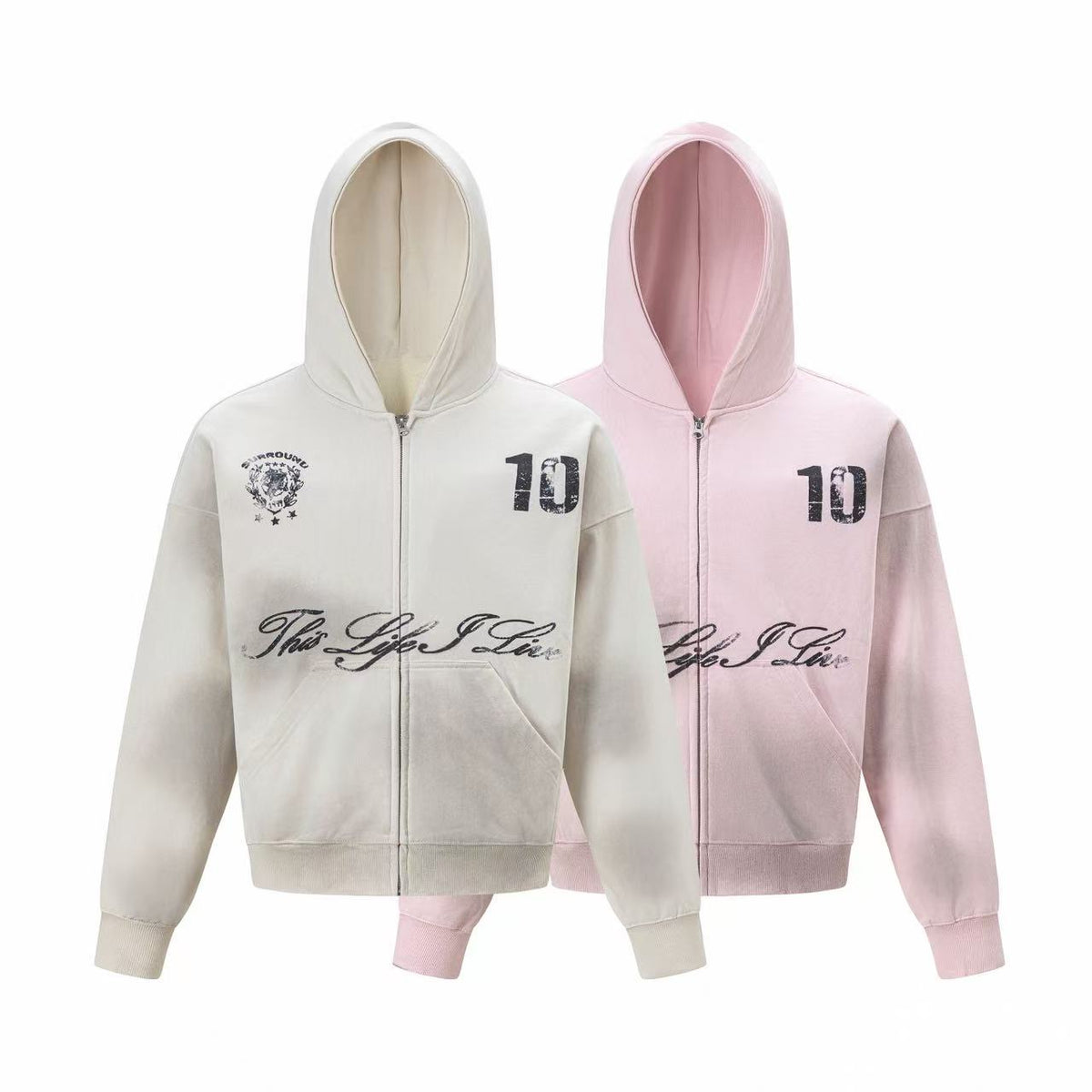 Omirad Vintage Graphic Zip-Up Hoodie