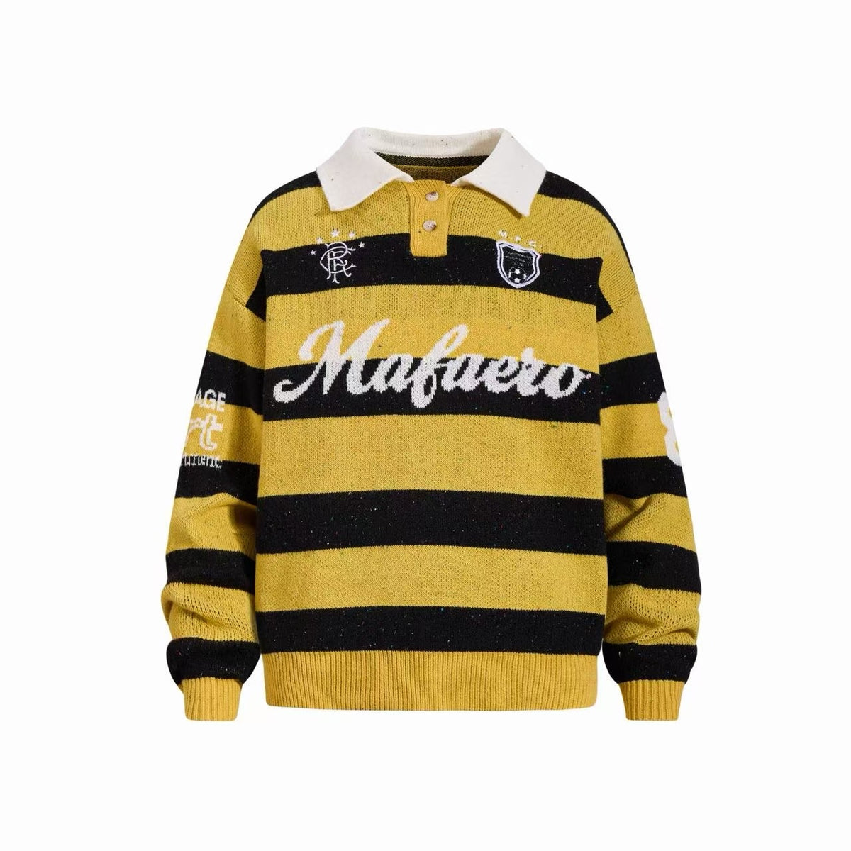 Omirad Striped Number 8 Knit Polo Sweater